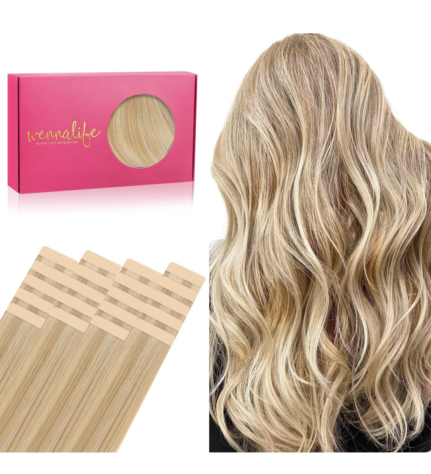 Buy If-alife Tape Extensions - 20pcs 50g 14 Inch Light Blonde Highlights Remy Real Hair Invisible Skin Weft Hair Extensions - Buy Online on SooperMarket.com