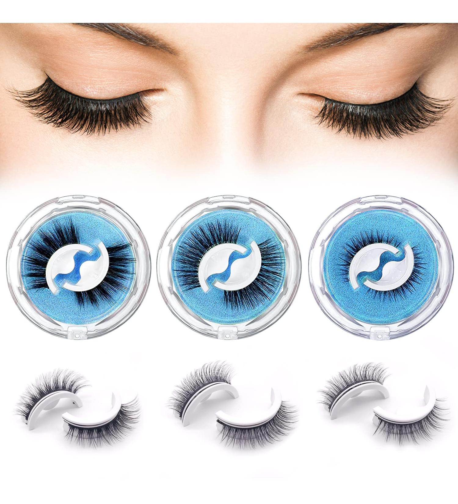 3 Pairs Self-Adhesive Reusable False Eyelashes - Waterproof Lashes - Natural Look - No Glue or Magnets Needed - Buy Online on SooperMarket.com