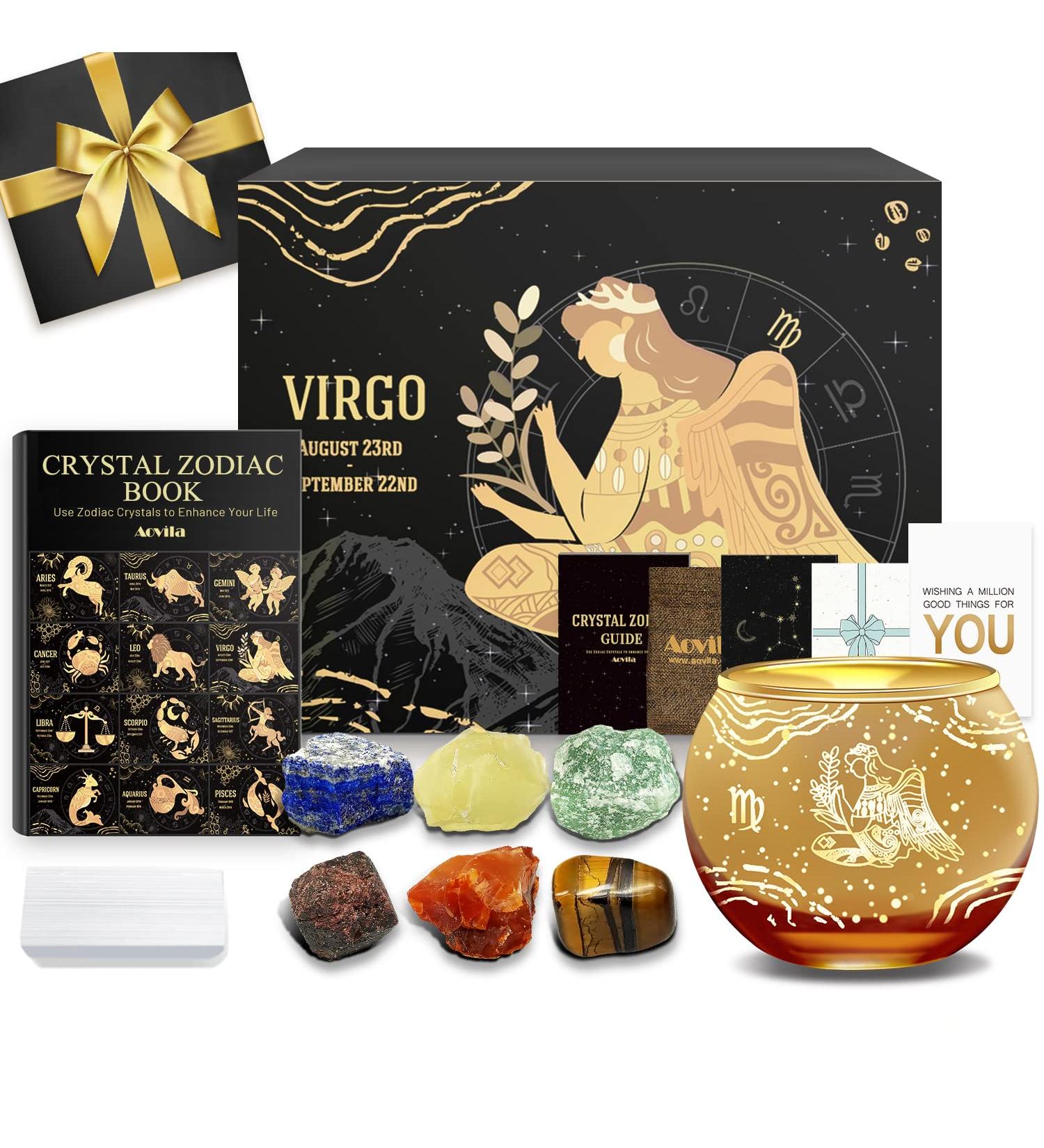 Shop Aovila Virgin Tea Light Holder Gift Set - Crystals & Zodiac Astrology Candlestick for Women Moms & Best Friends - Perfect Birthday Gifts! - Buy Online on SooperMarket.com