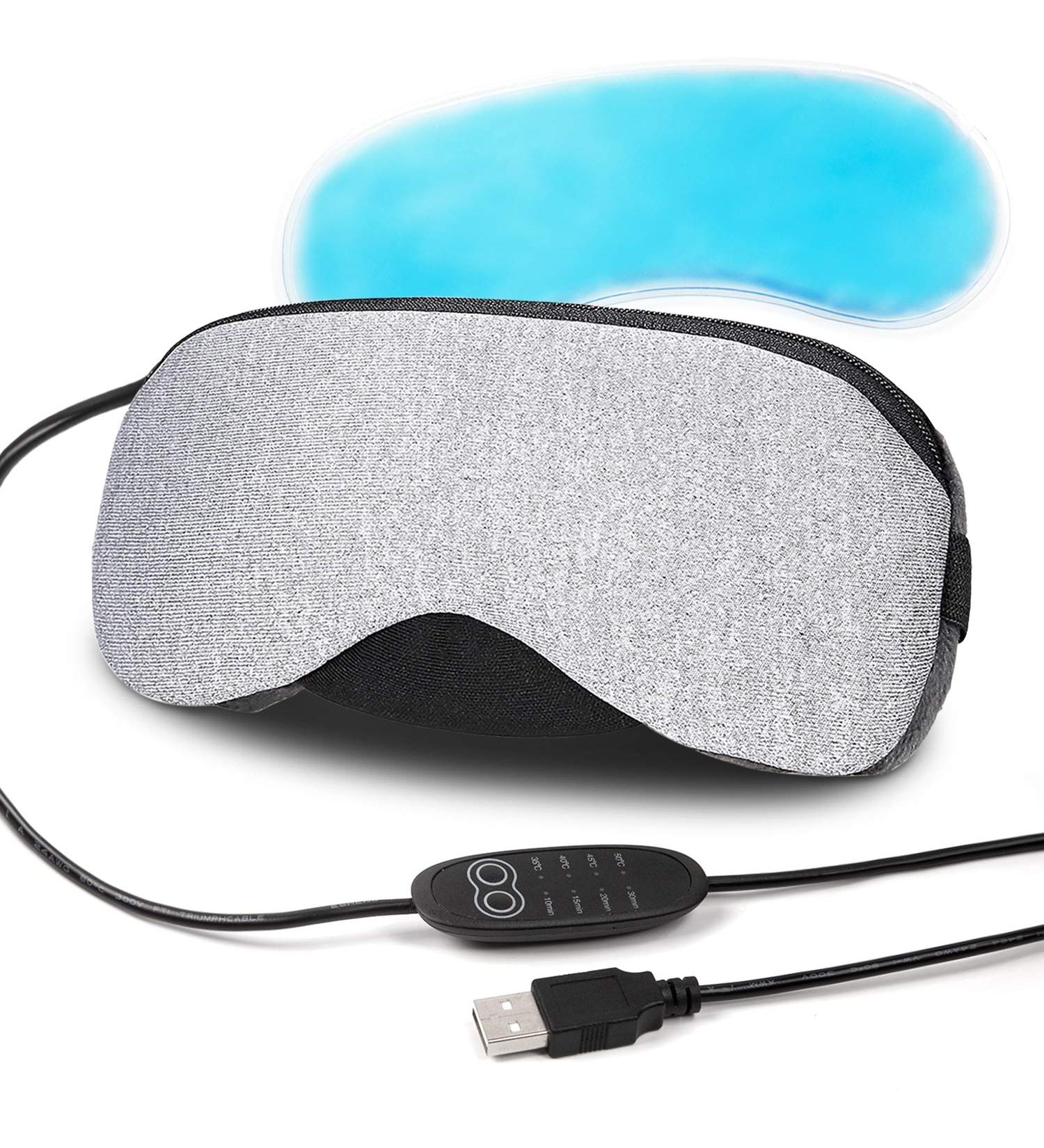 Portable USB Heated Steam Eye Mask with Ice Gels - Mother's Day Gift - Gray - Buy Online on SooperMarket.com