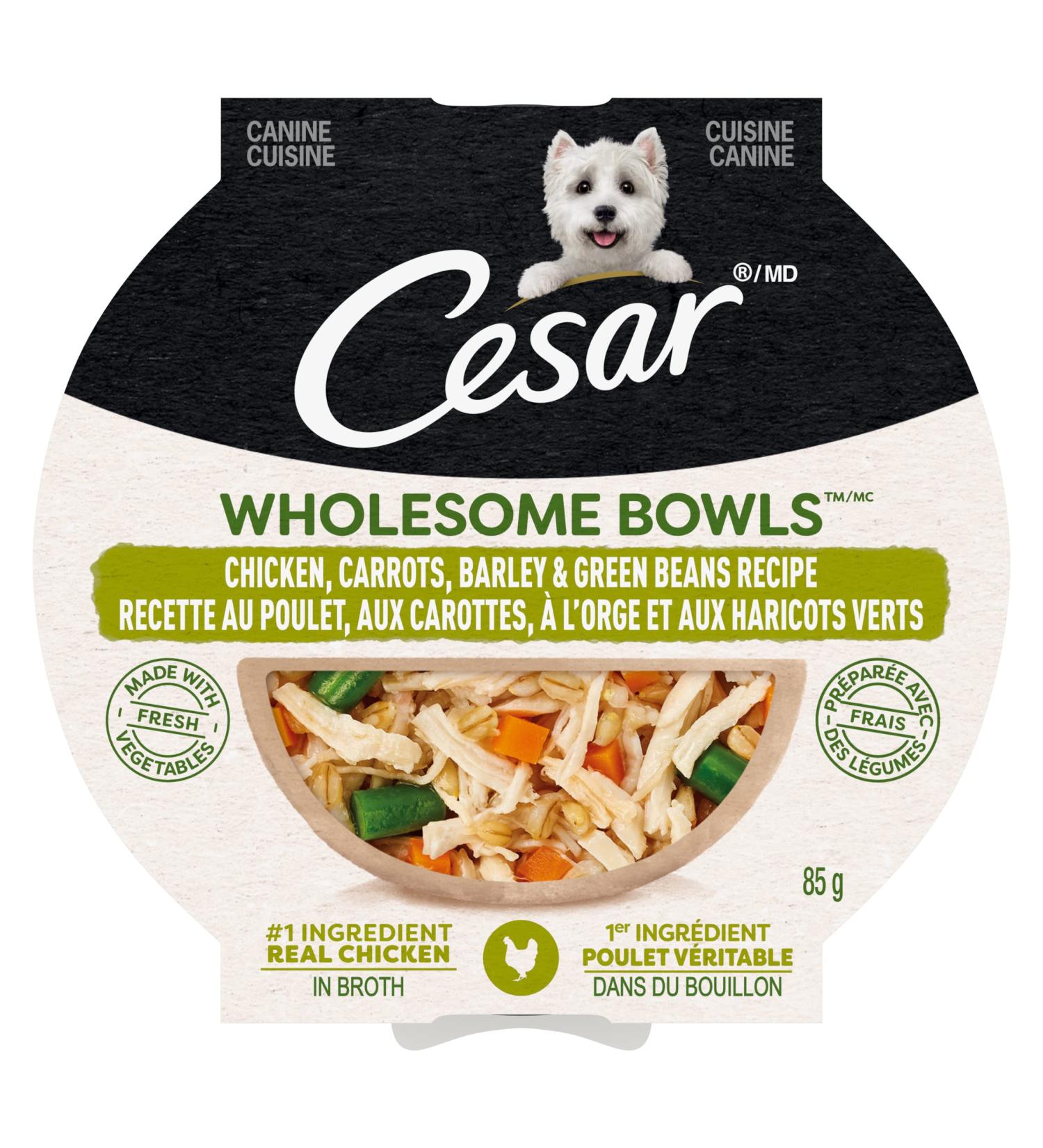 CESAR Wholesome Bowls Wet Dog Food Chicken Carrots Barley & Green Beans 85g Pack of 10 Chicken Carrots & Green Beans 85 g (Pack of 10) - Buy Online on SooperMarket.com