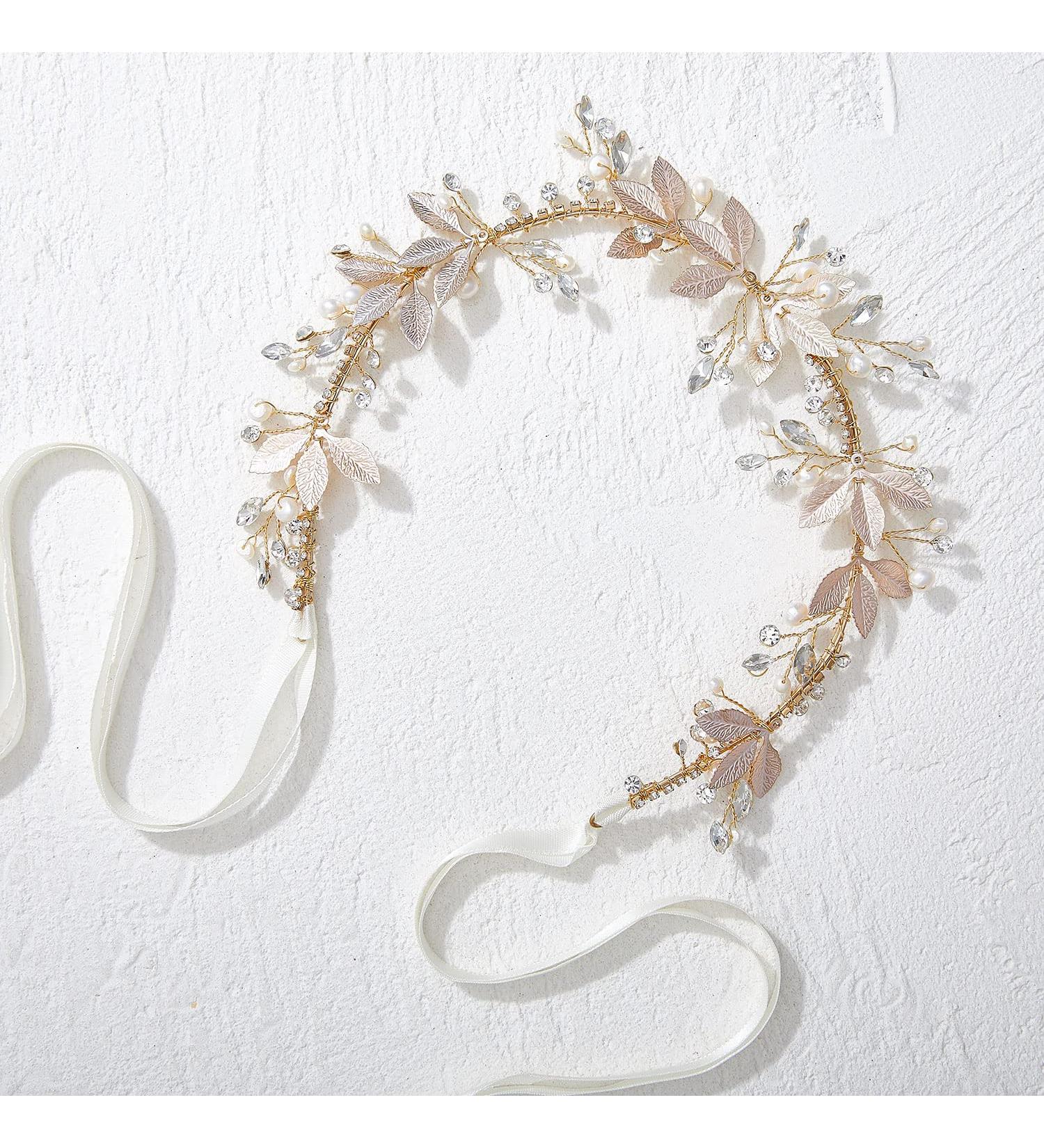 SWEETV Gold Crystal Wedding Headband - Handmade Bridal Hair Vine & Accessories - Buy Online on SooperMarket.com