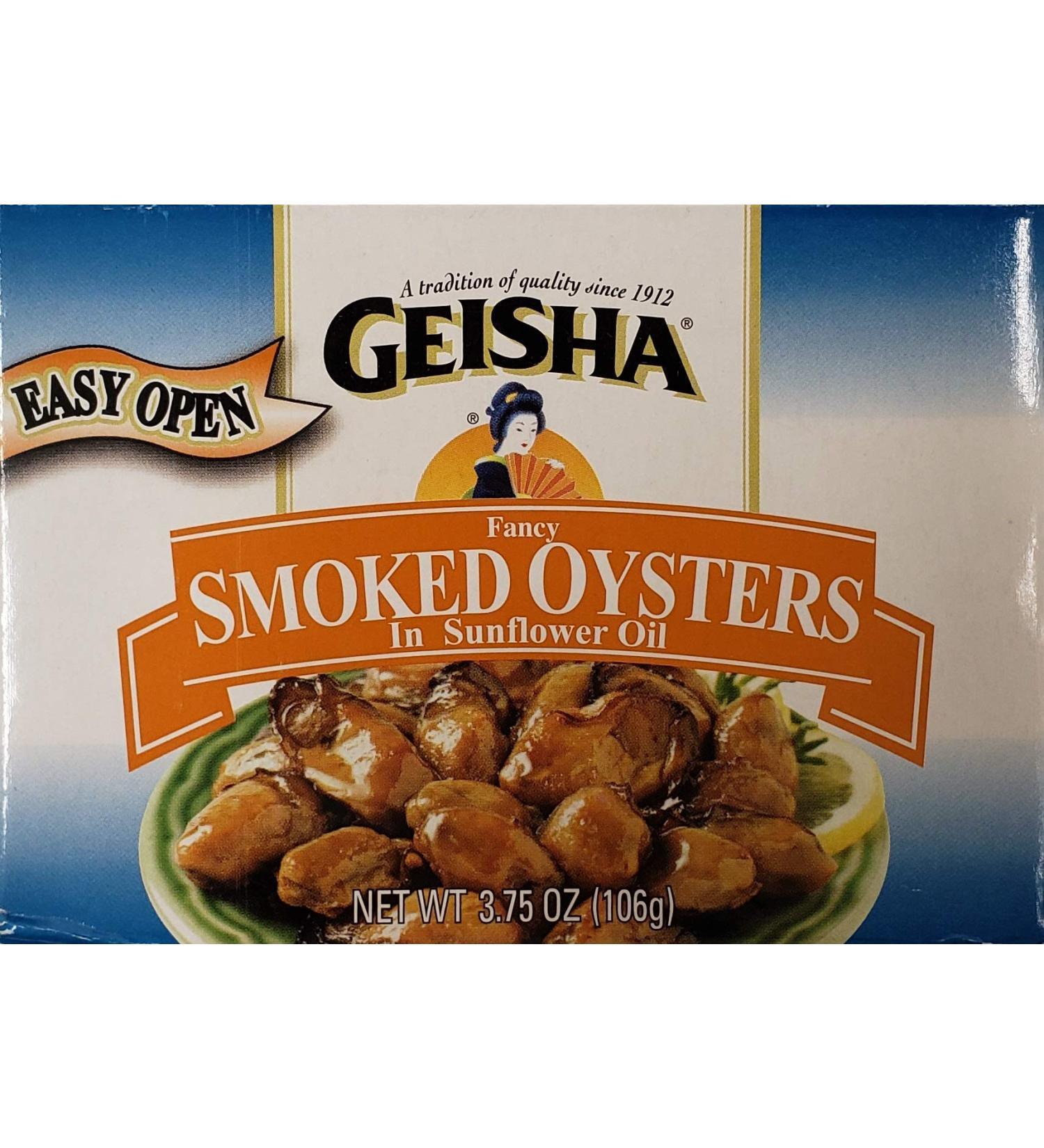 Geisha Fancy Smoked Oysters In Cottonseed Oil 3.75 Oz Cans