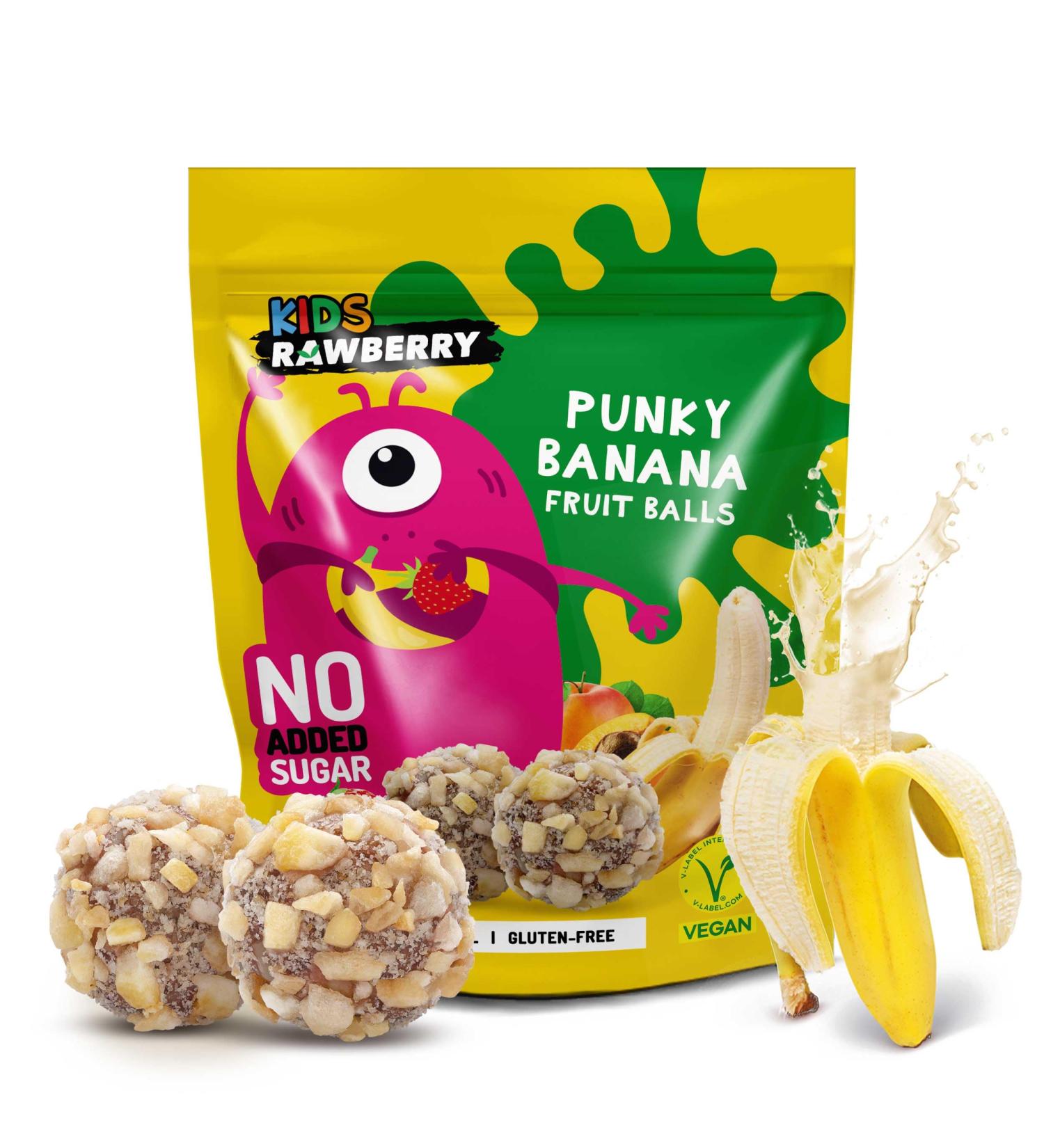 RAWBERRY Kids Banana Balls - No Added Sugar Gluten Free & Vegan Snack (8 x 50g) - Healthy Crunchy Treat for Kids  - Buy Online on SooperMarket.com