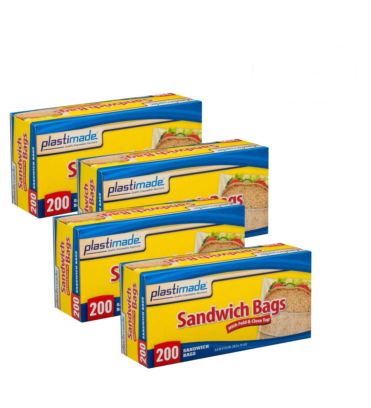 Plastimade 6.5 X 5.5 Sandwich Bags with Fold & Close Top - 800 Count (4 Packs) - Buy Online on SooperMarket.com