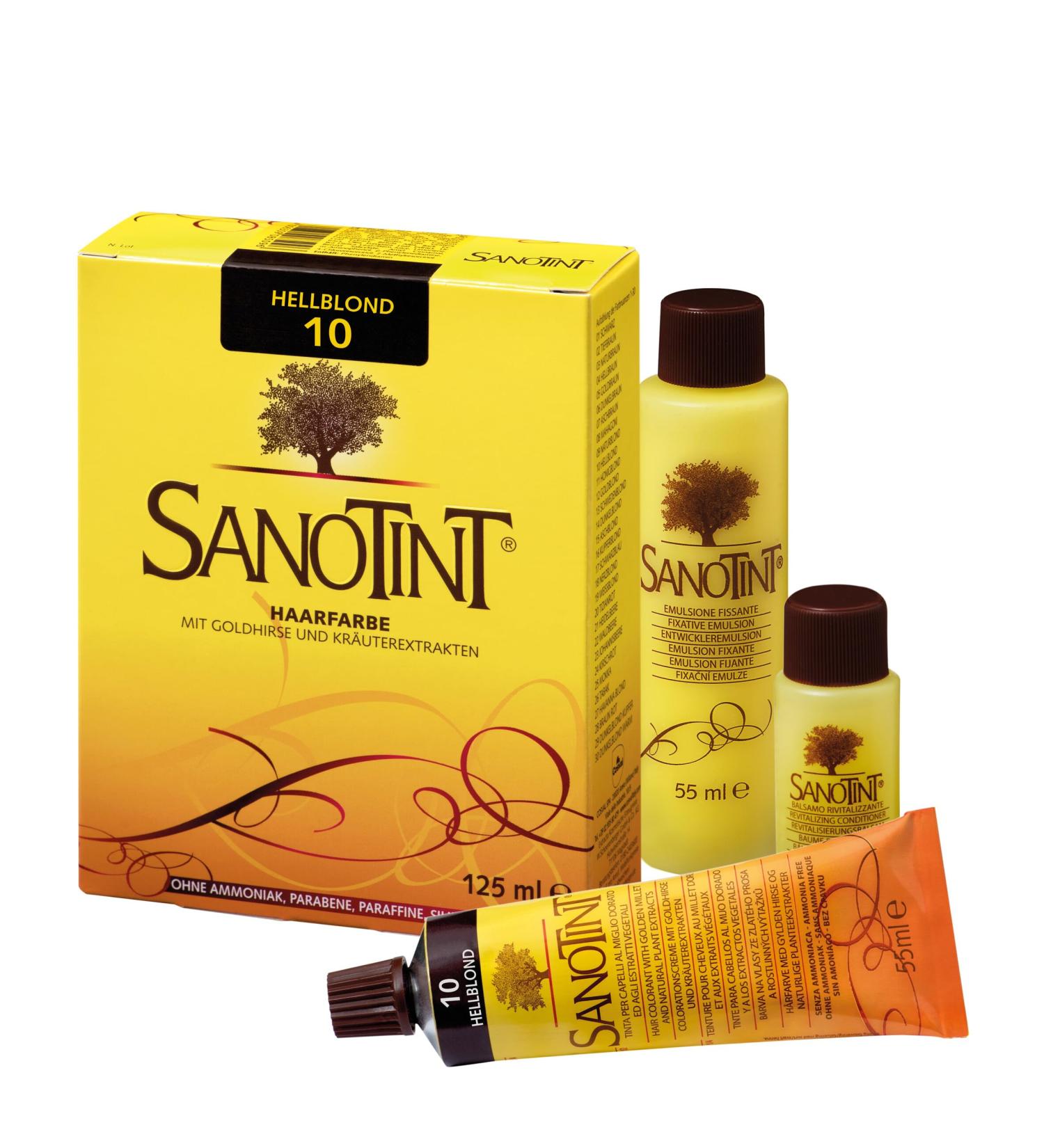 Sanotint Hair Color No. 10 Hellblond - 125 ml | Natural Color with Vegetable Extracts & Gold Brain Formula - Buy Online on SooperMarket.com