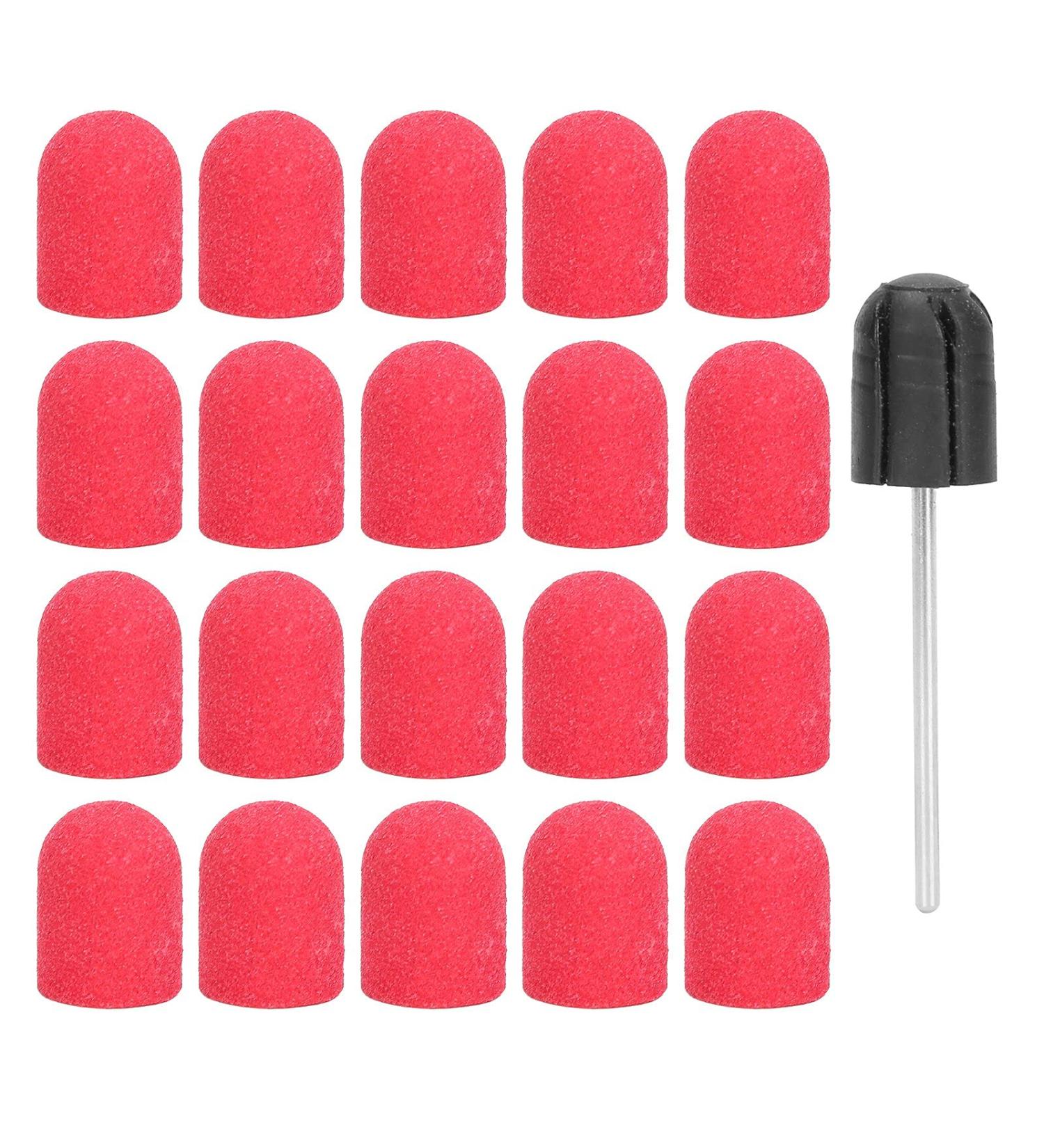 Nail Sanding Drill Bit 0.5 X 0.7in Easy To Store High Strength Nail Polishing Sanding Head Fine Sandpaper with Shaft for Grinding(Big red) - Buy Online on SooperMarket.com