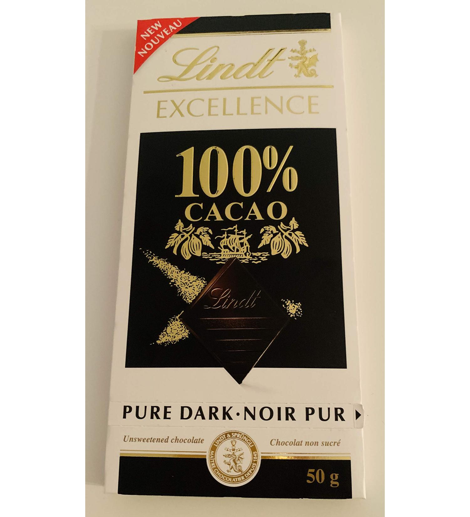100% Cacao Lindt Pure Dark Chocolate 50g - Buy Online on SooperMarket.com