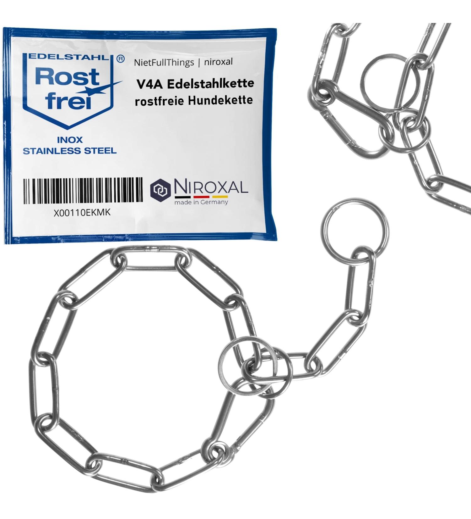Rust-free combination chain for dogs the original with pull stop stainless steel dog chain collar long link 4 mm thick length 59 cm dog necklace with pull limiter Gesamtl nge: 59 cm Thickness: 4 mm - Buy Online on SooperMarket.com