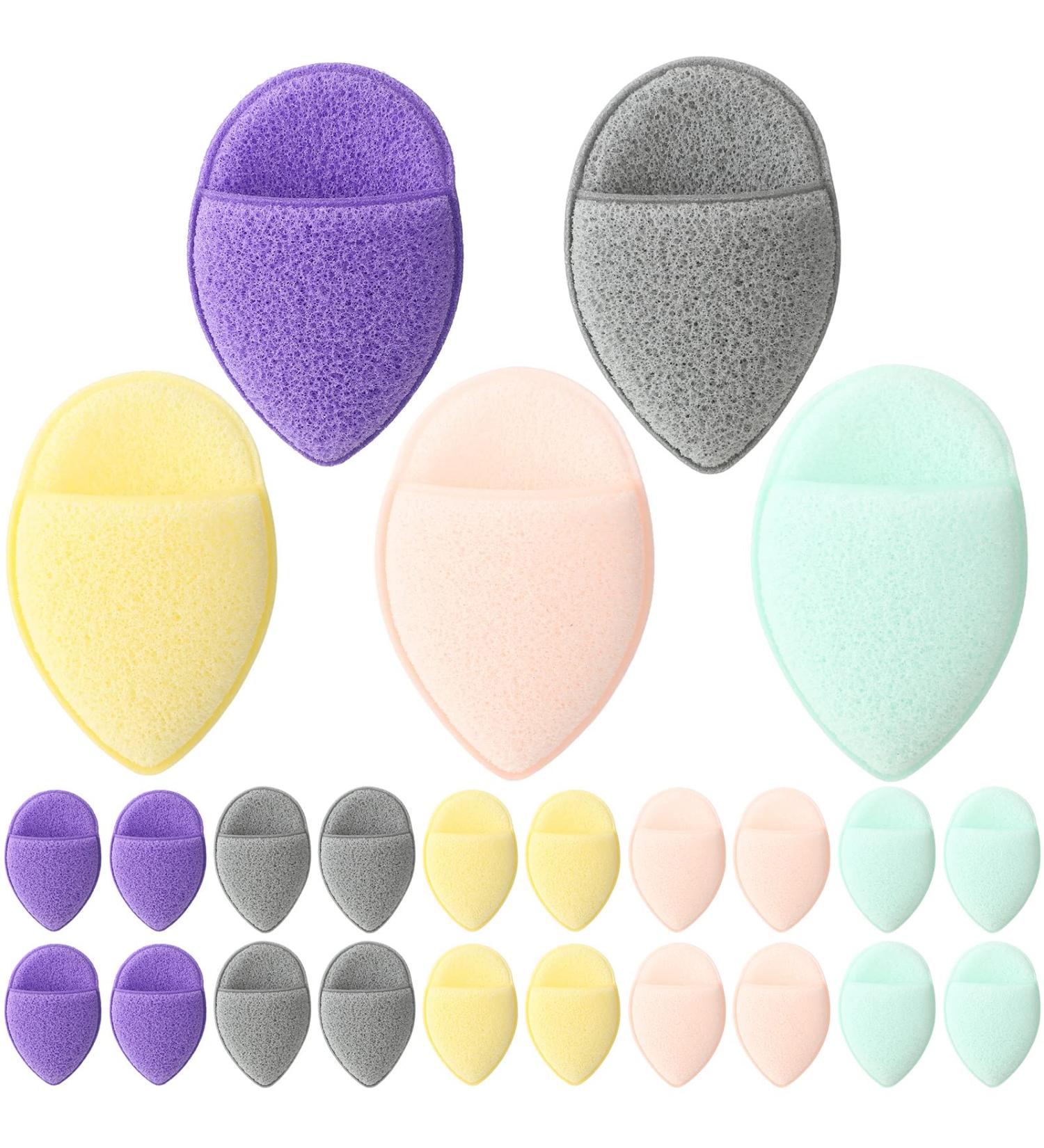 20 Pcs Reusable Facial Exfoliating Sponges for Deep Cleansing - Teardrop Shape Puff Style Exfoliating Pads for Removing Blackheads and Makeup | Women's Skin Care Solution - Buy Online on SooperMarket.com