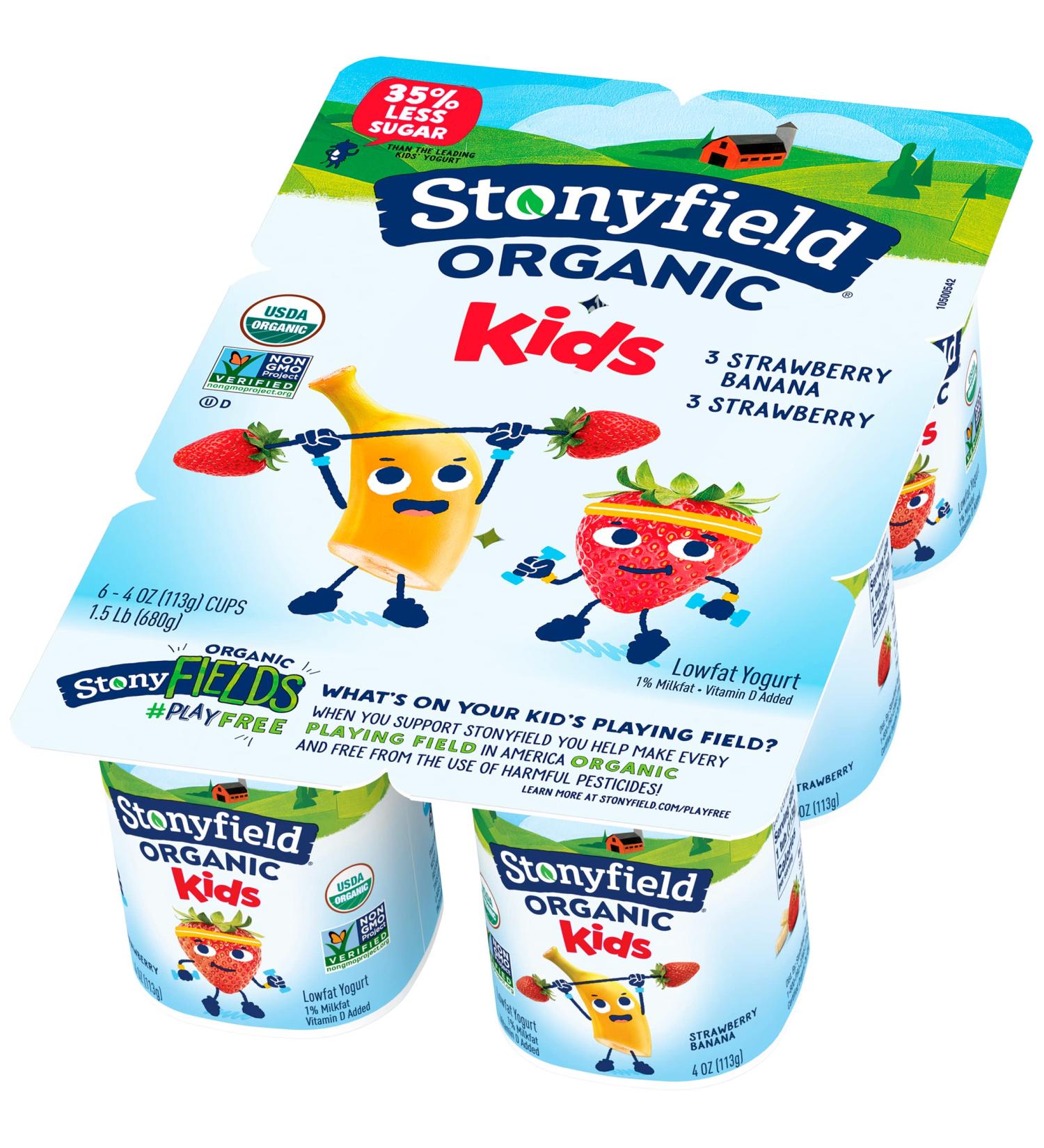 Stonyfield Organic Kids Strawberry & Strawberry Banana Yogurt Cups Variety Pack - 6 Ct, 4 oz Each - Buy Online on SooperMarket.com