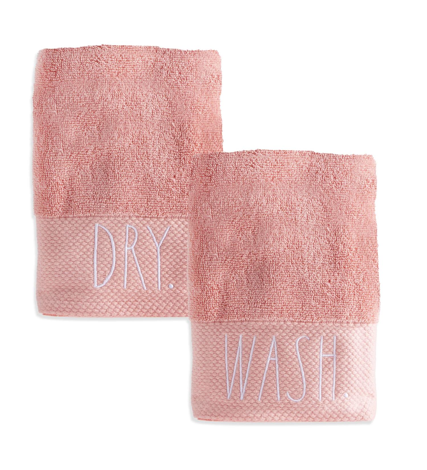 Rae Dunn Embroidered Wash/Dry Coral Hand Towels - 2 Pack, 100% Cotton, Highly Absorbent - 16x28 for Kitchen and Bathroom - Buy Online on SooperMarket.com