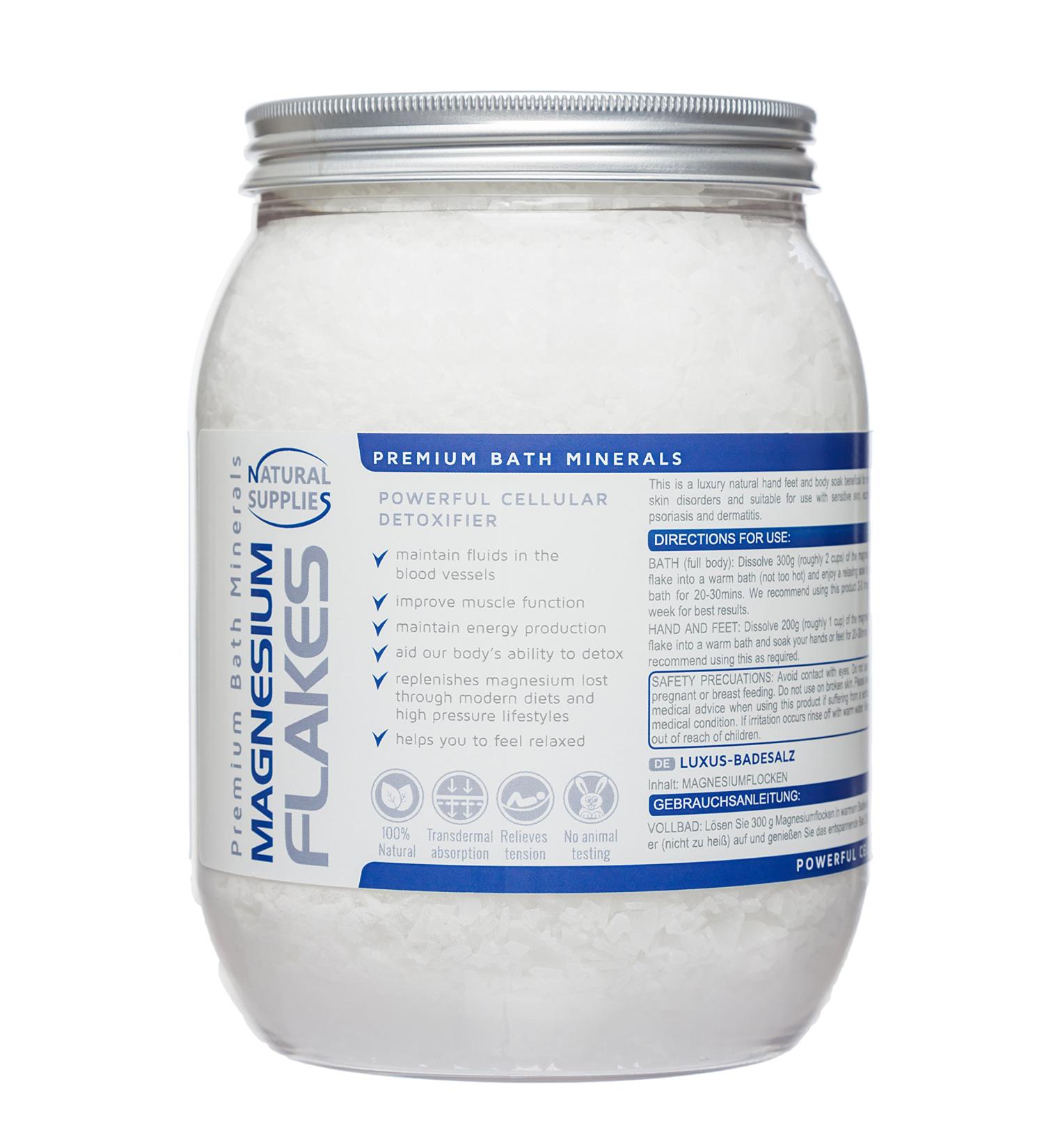 Magnesium Flakes 1.2kg Premium Bath Salt Relaxing Therapy - (Magnesium Chloride Hexahydrate) - Resealable