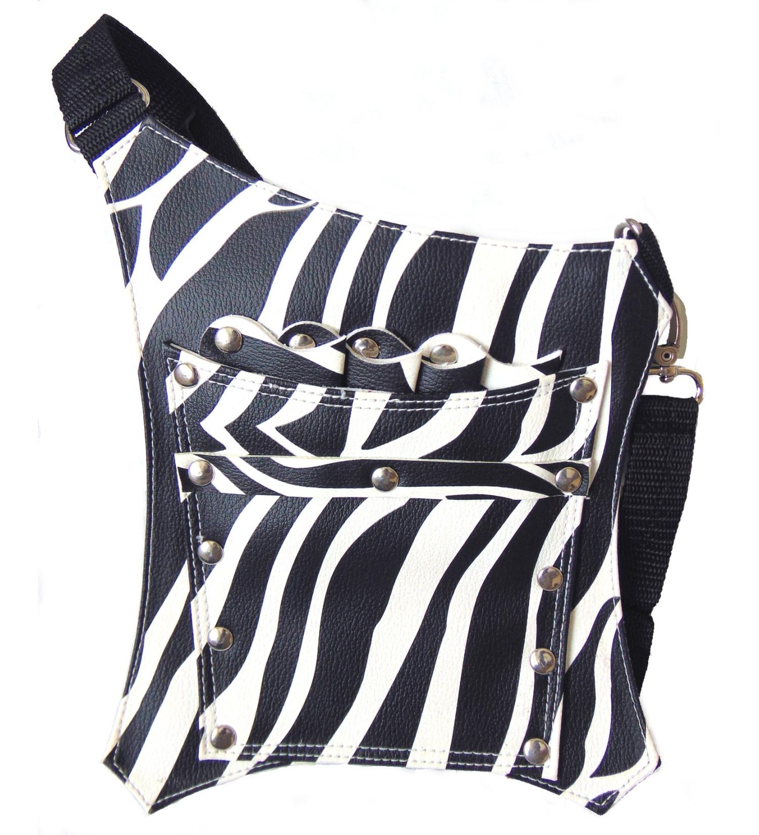 Professional Hairdressing Cutting Barber Salon Scissors Pouch Holder Holster Bag Zebra