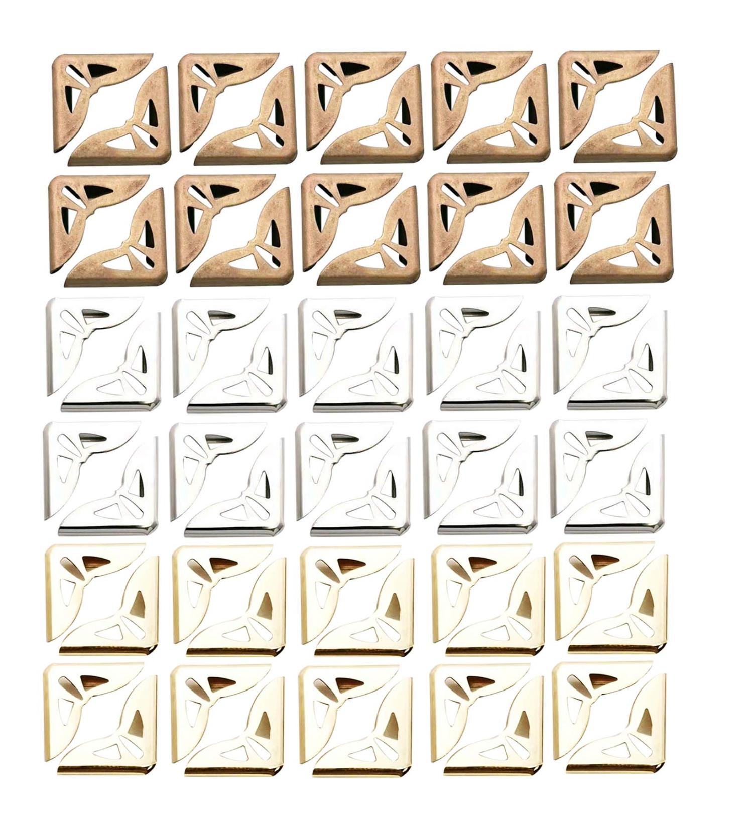 150PCS Book Corner Protector Metal Corner Cover for Scrapbook Album Menu Folder Include 50PCS Silver 50PCS Gold and 50PCS Bronze - Buy Online on SooperMarket.com