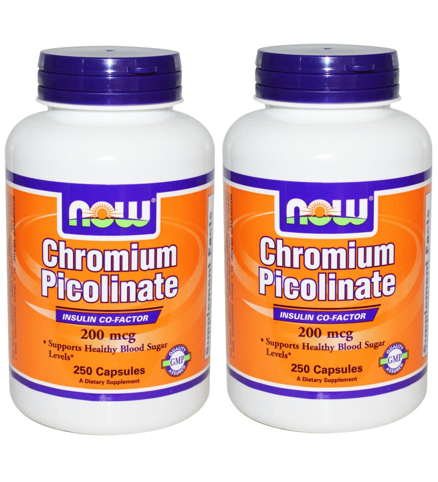 NOW Foods Chromium Picolinate 200mcg, 250 Capsules (250x2)