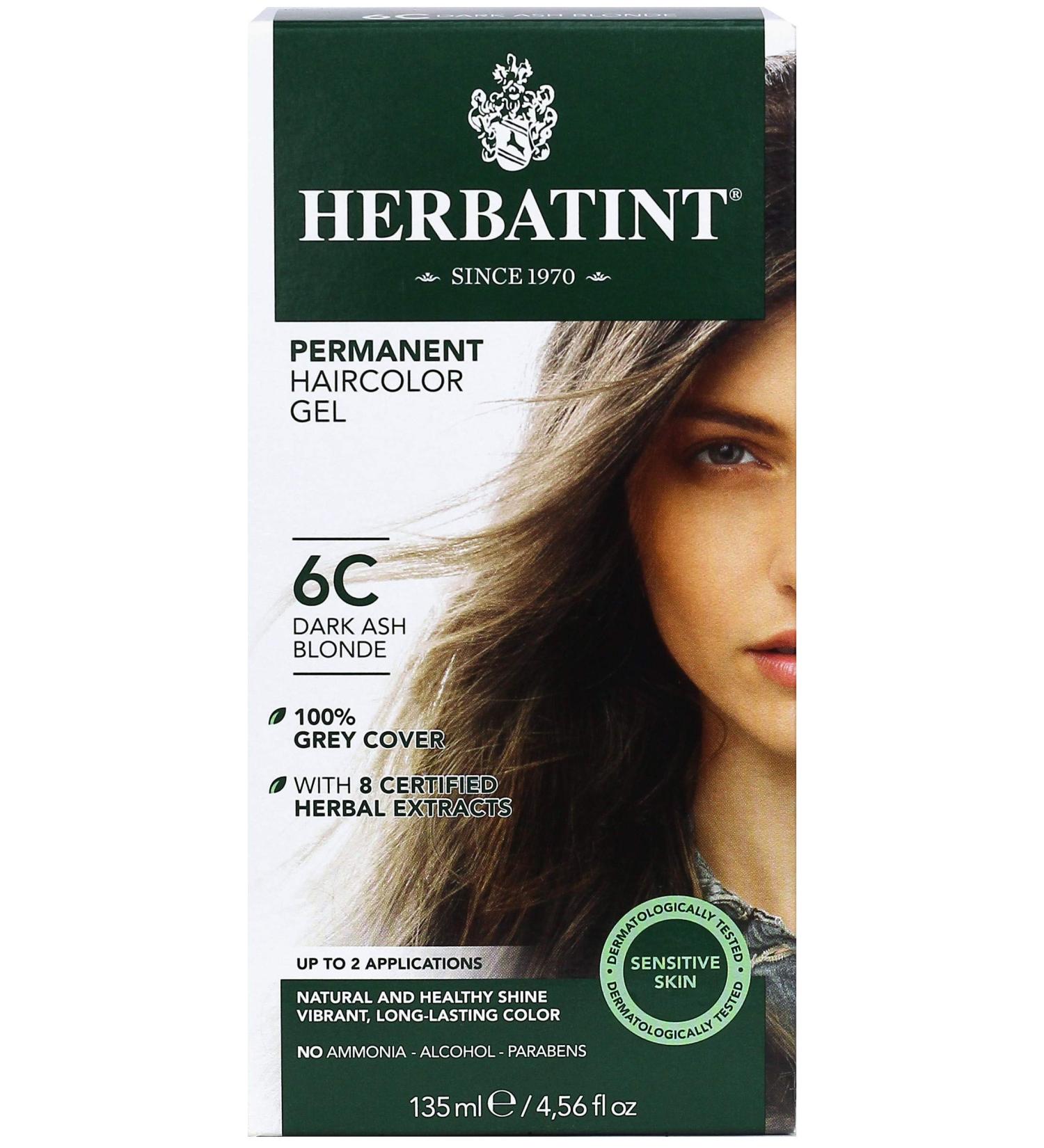 Herbatint 6C Dark Ash Blonde Permanent Haircolor Gel | 4.56 fl oz (135 ml) - Natural Hair Dye - Buy Online on SooperMarket.com