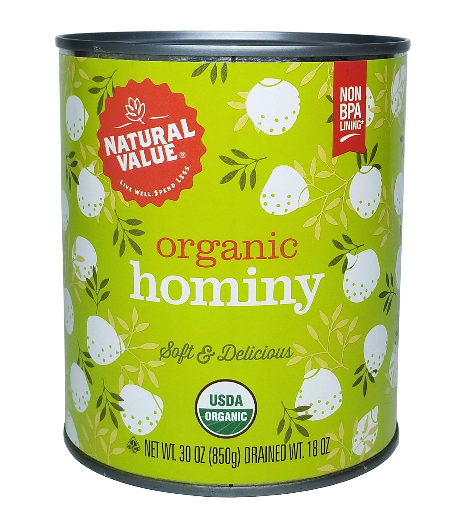 Natural Value , Organic Hominy 30 Ounce (Pack of 6)