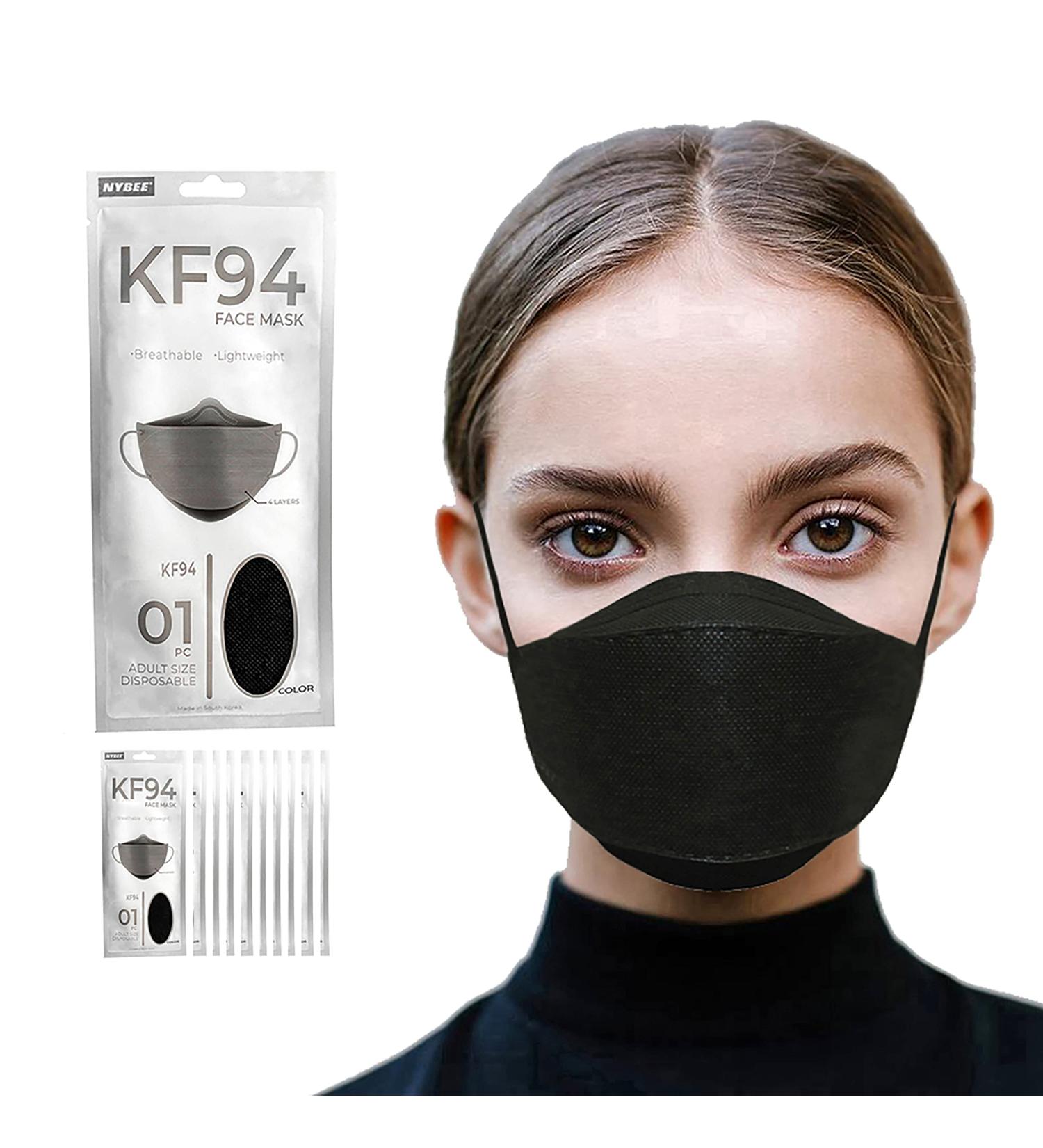 NYBEE KF94 Mask Pack of 10 - Black | 4-Layer Breathable Lightweight Design for Adults with Comfortable Earloops | Made in Korea - Buy Online on SooperMarket.com