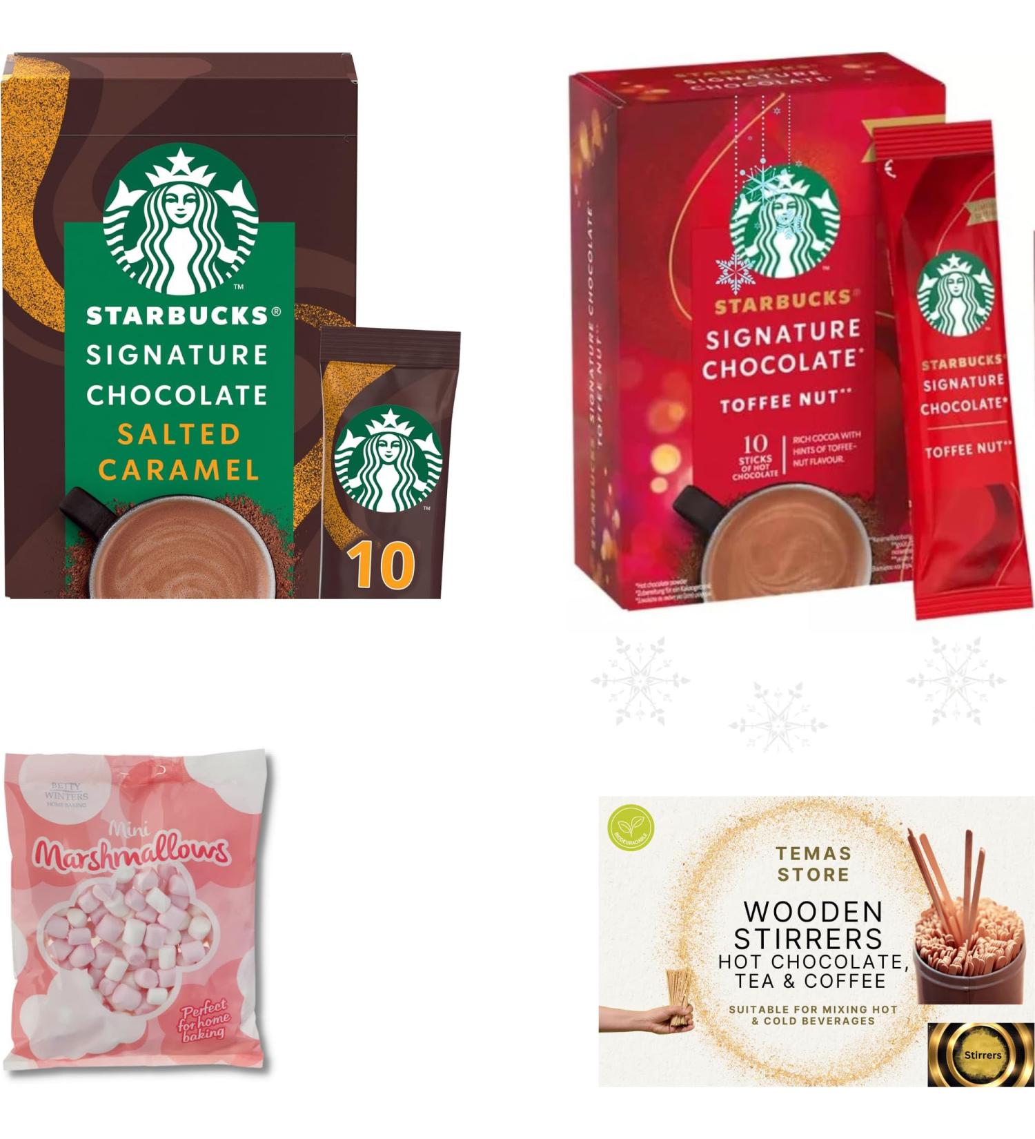 Temas Instant Hot Chocolate Sachets Variety Flavours Includes (Pack of 10) Salted Caramel & Toffee Nut Bundled With Marshmallow Pack & Hot Chocolate Stirrers (Twenty Pack Caramel & Toffee Nut) Caramel & Toffee Nut 425 g (Pack of 4) - Buy Online on SooperMarket.com