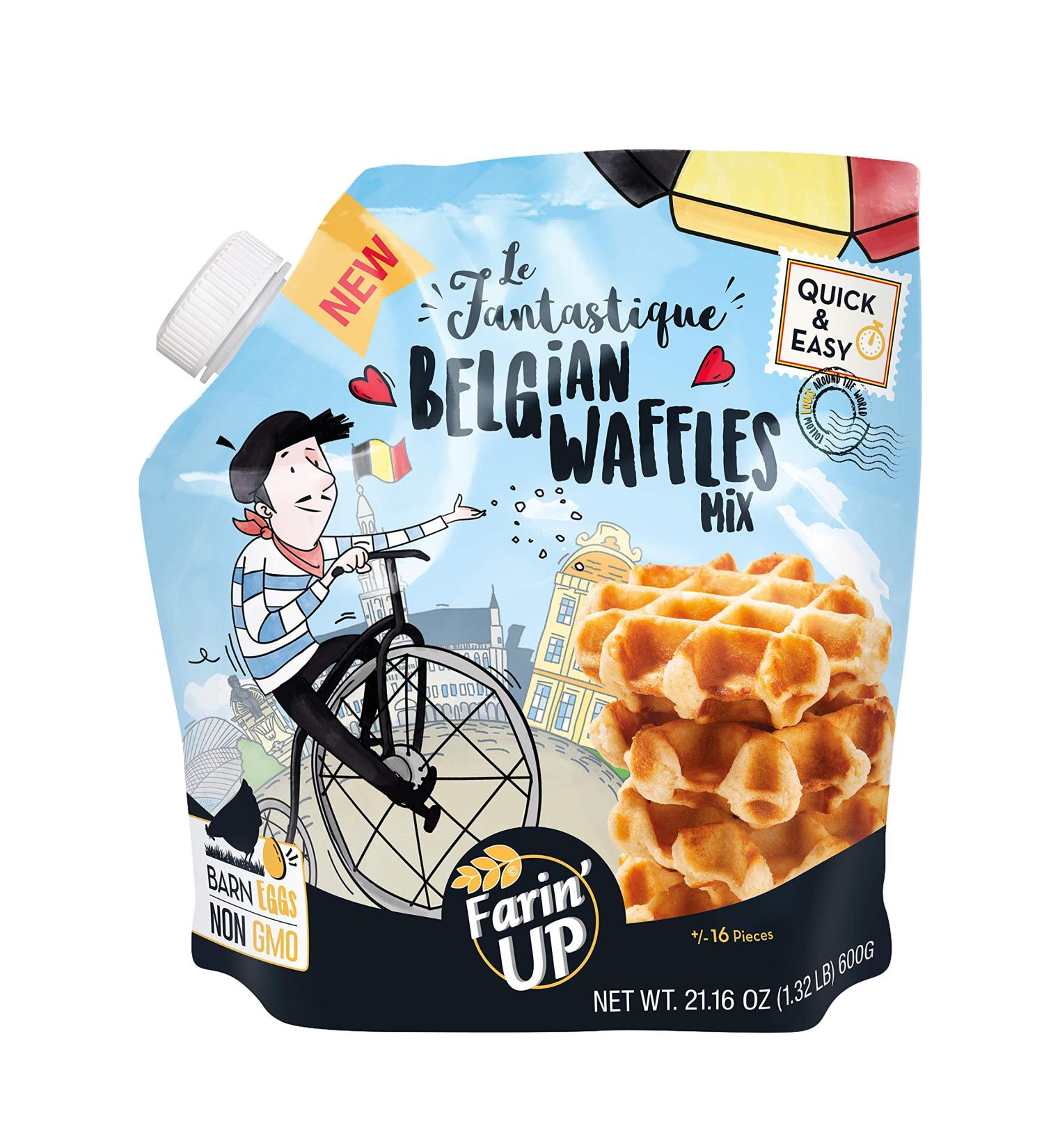 Le Fantastique Belgian Waffle Mix With Sugar Pearl. By FarinâUP  Non-GMO  just add milk & butter - 21.16 oz  Makes 16 Waffles - Buy Online on SooperMarket.com