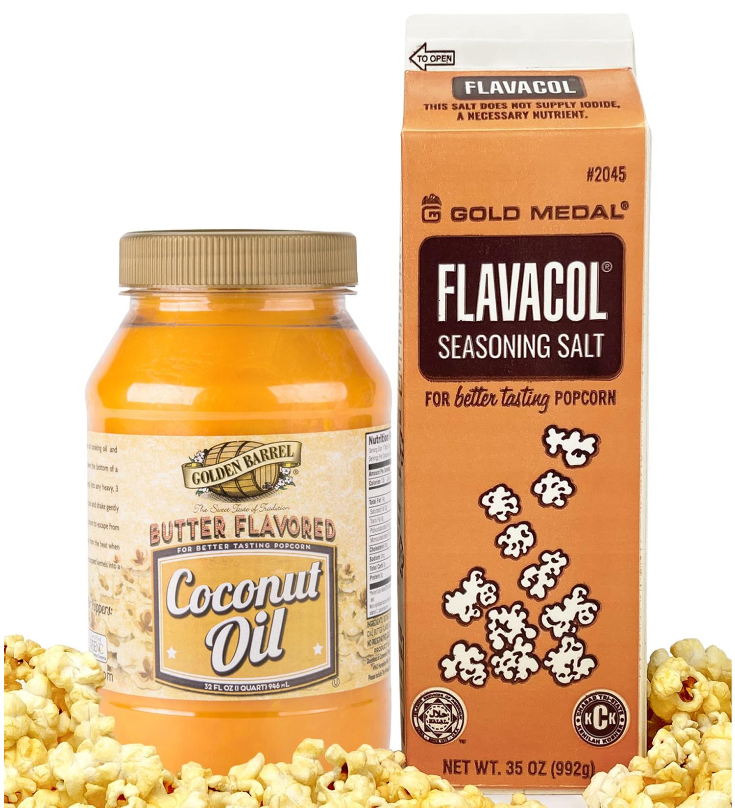 Ultimate Movie Theater Popcorn Kit - Flavacol Salt & Golden Barrel Butter Flavored Coconut Oil - Vegan & Gluten-Free Ingredients - Non-GMO & Kosher Certified - Buy Online on SooperMarket.com