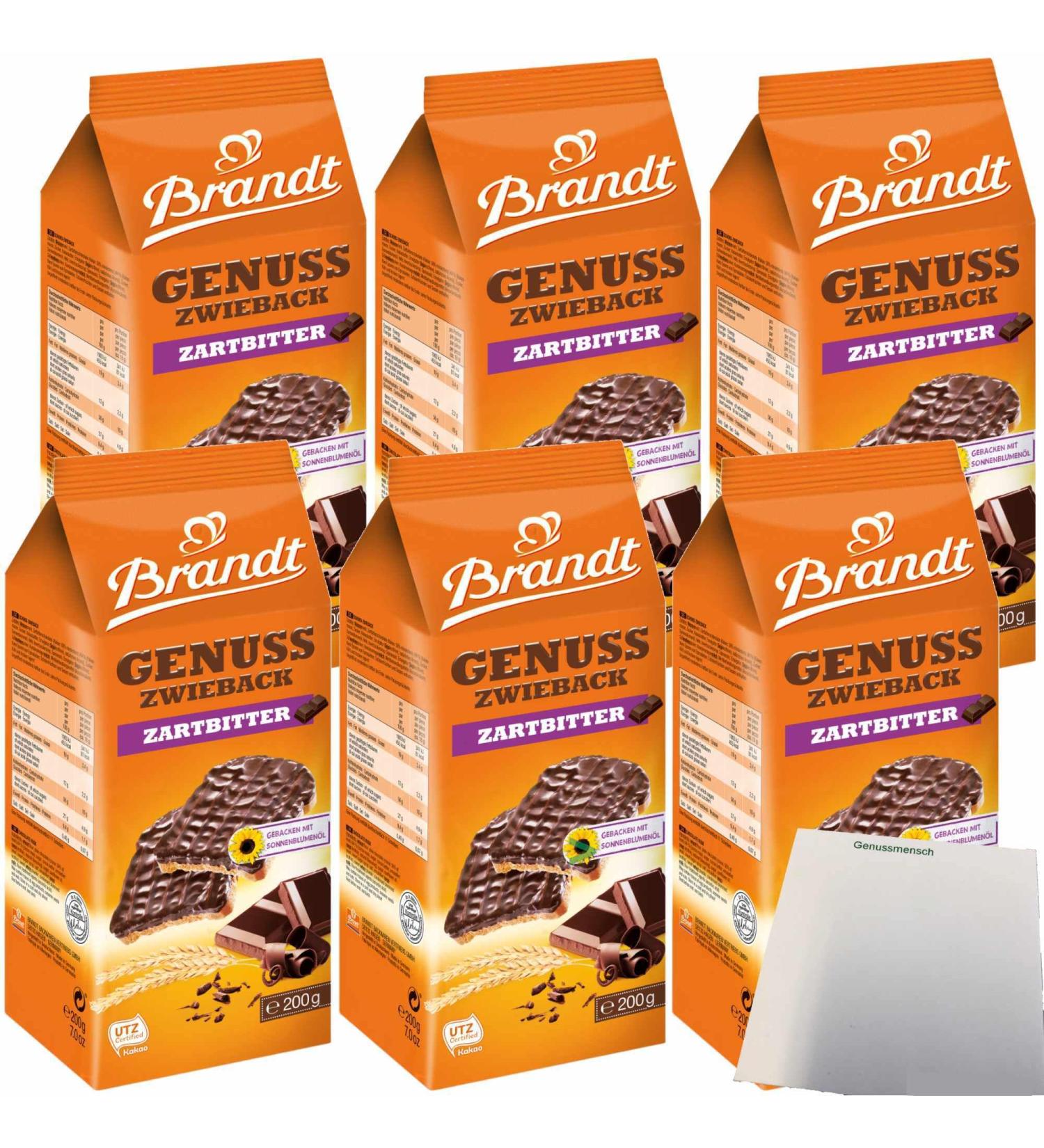 Buy Brandt Genuss Zwieback Dark Chocolate 6-Pack (6x200g) - Delicious Snack for International Shipping - Buy Online on SooperMarket.com