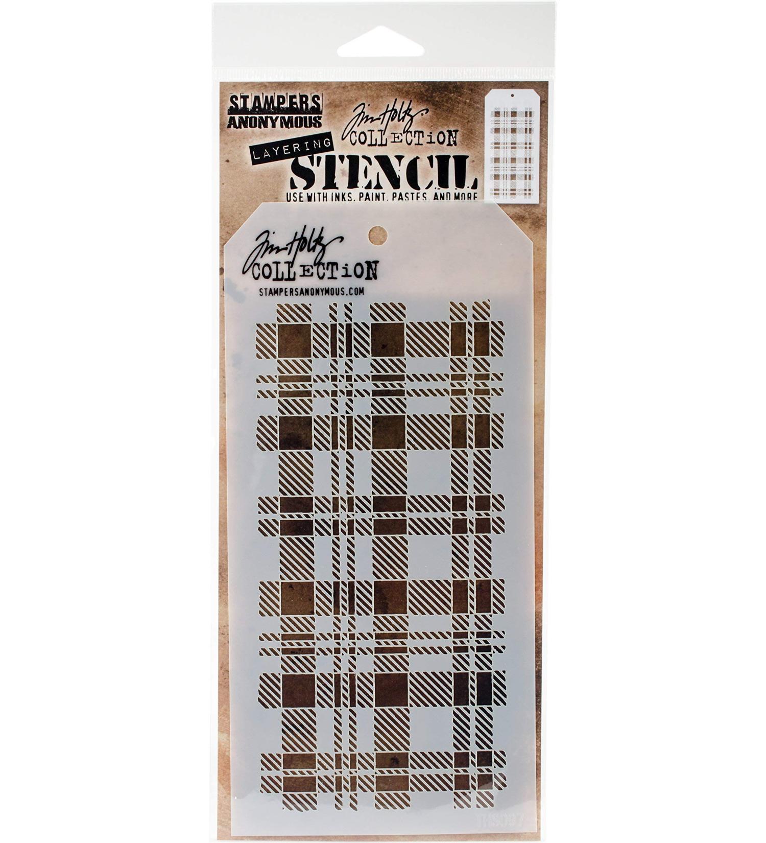 Stampers Anonymous THS097 Tim Holtz Layered Stencil 4.125"X8.5"-Plaid