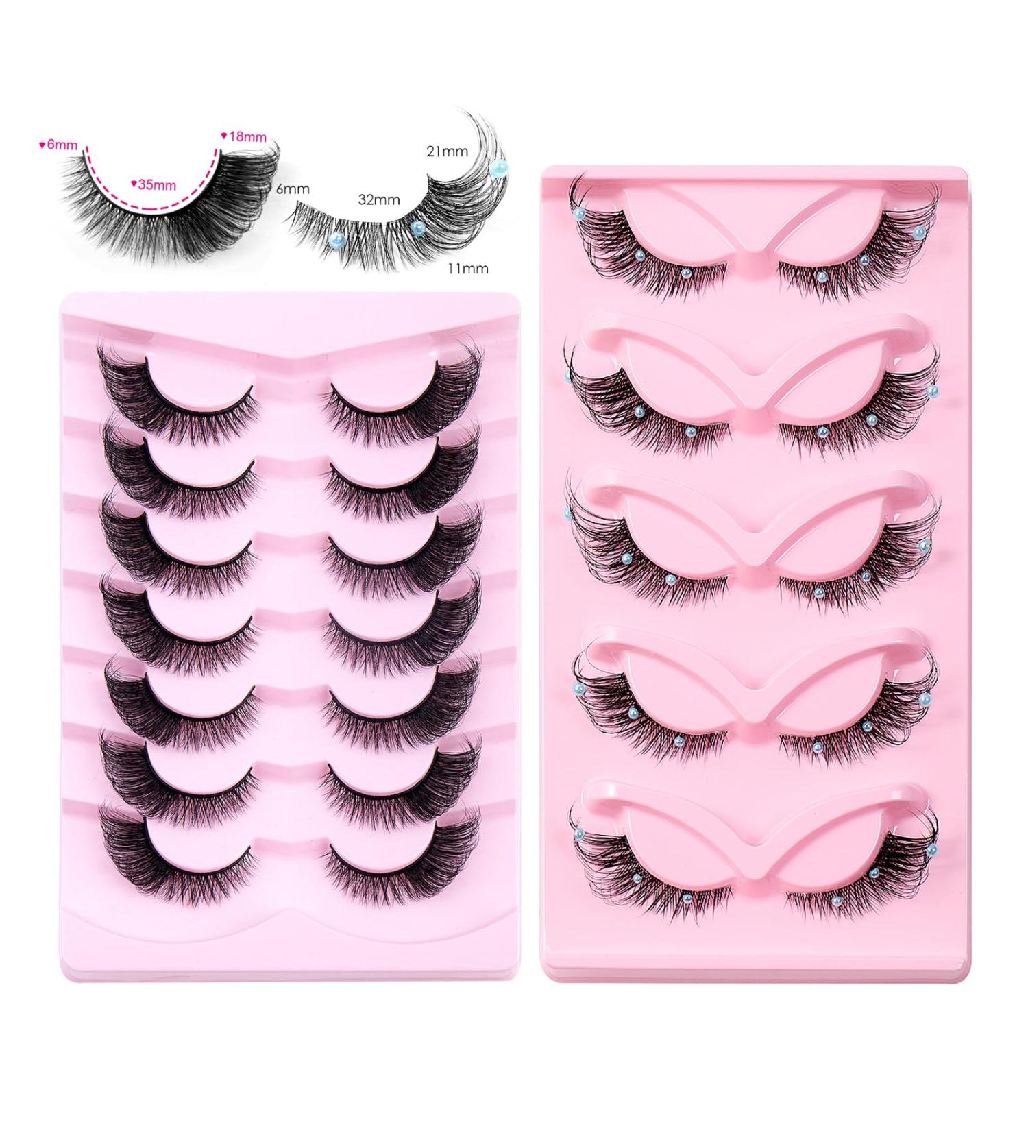 24 Pairs Handmade False Eyelashes | Wispy Fluffy Cat Eyelashes - Versatile Styles & Ultra-Comfortable for Everyday Glam - Buy Online on SooperMarket.com