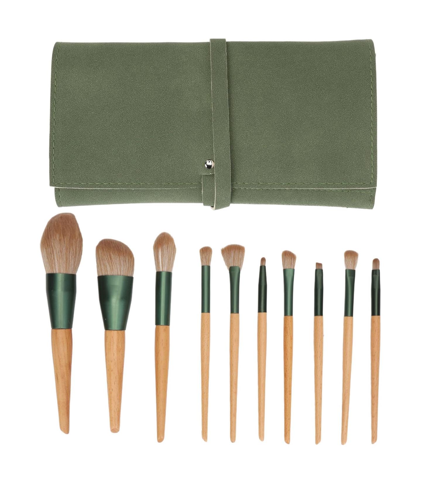 10-Piece Synthetic Eye Shadow & Concealer Brush Set with Storage Bag - Perfect for Beginners | International Shipping Available - Buy Online on SooperMarket.com