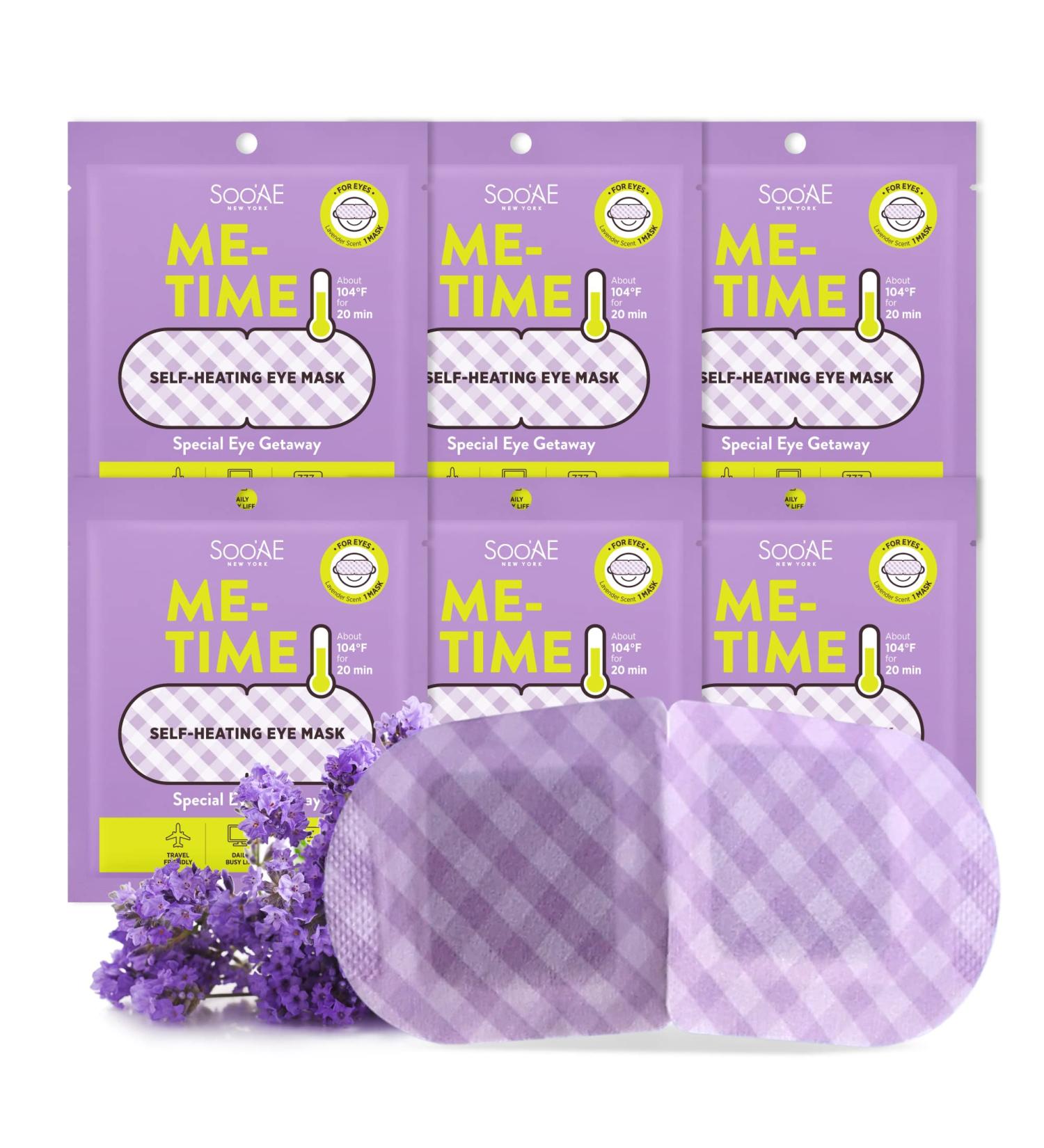 Soo AE Me-Time Lavender Self-Heating Eye Mask 6 Count - Relief from Eye Fatigue & Dry Eyes - Moist Hot Compress Patch for Sleeping - Made in Korea - Buy Online on SooperMarket.com