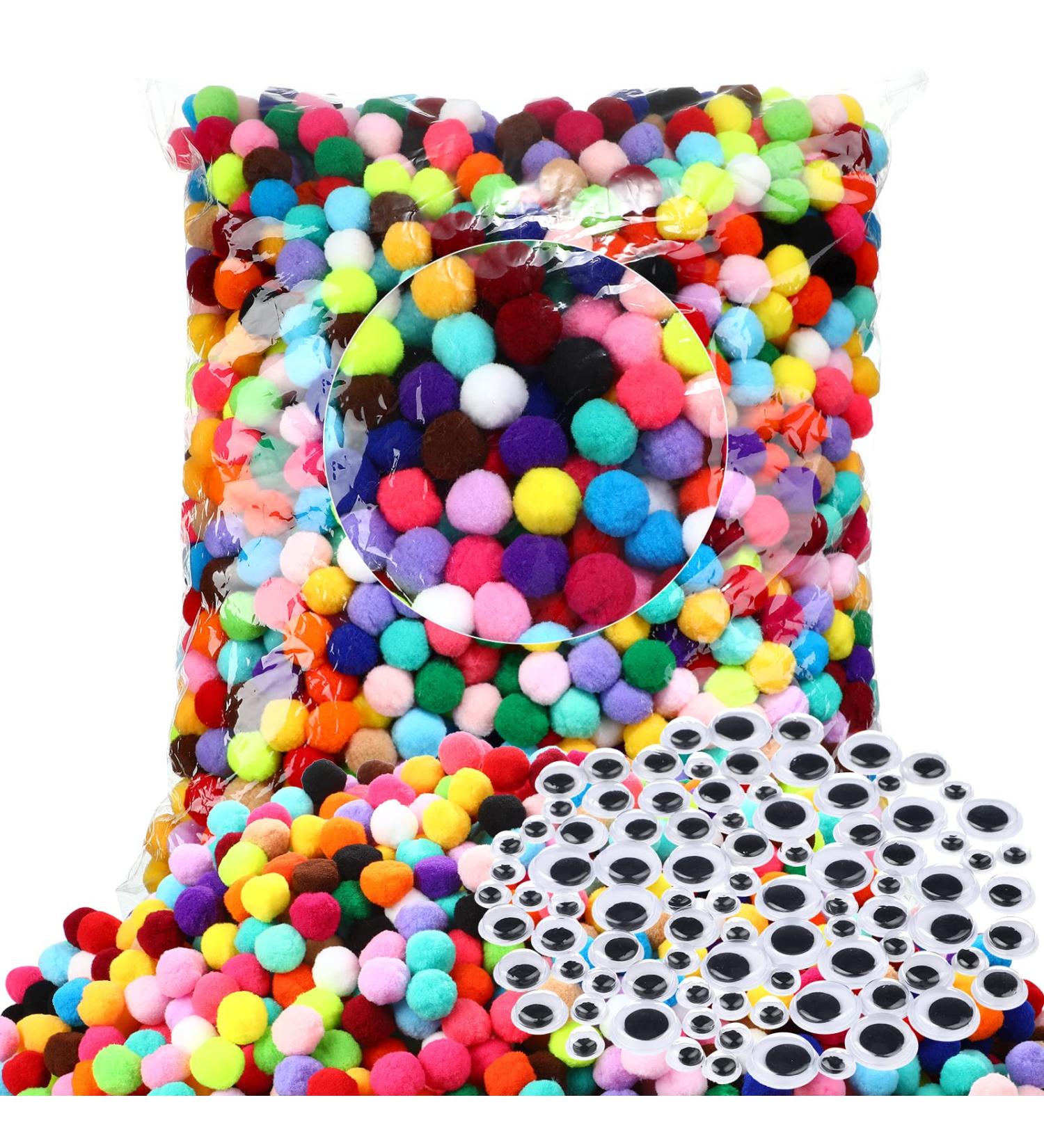 2000 Pcs 1 Inch Assorted Pom Poms with 220 Self Adhesive Googly Eyes - Multi Colors for DIY Crafts - Buy Online on SooperMarket.com