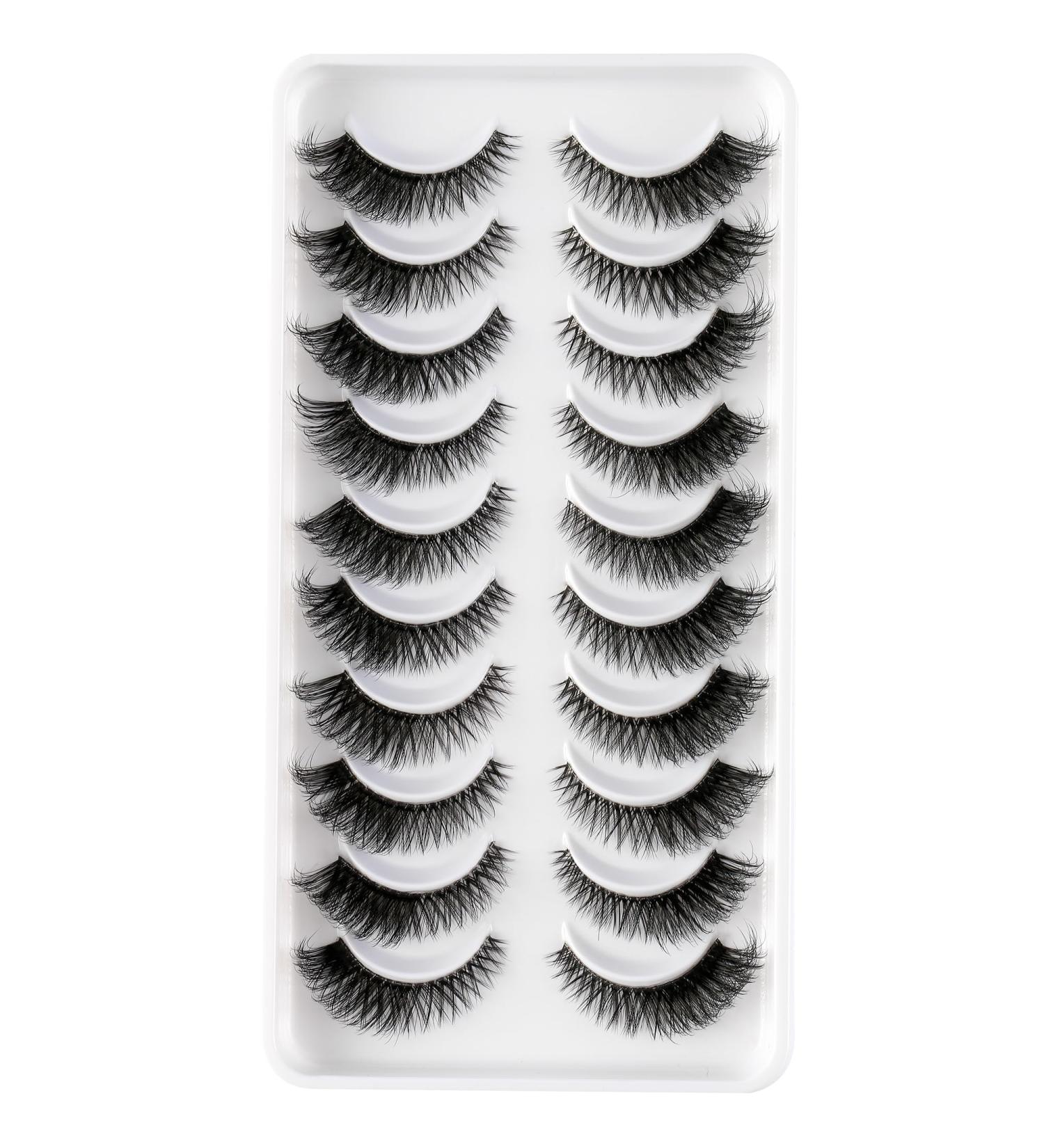 Shop 3D False Lashes - Handmade Natural Look Fluffy Strip Lashes | 10 Pairs Multipack - Buy Online on SooperMarket.com