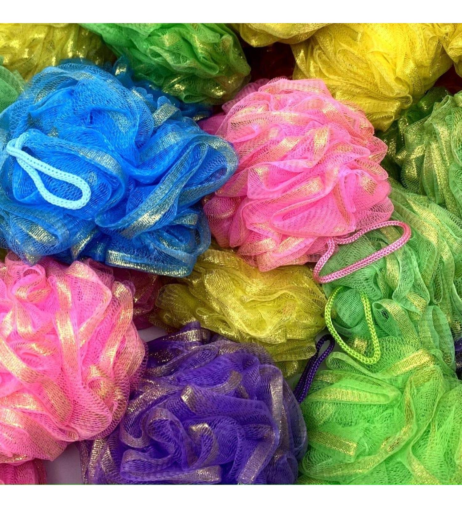 Buy 20 Large Elegant Zari 40g Golden Lace Bath Loofahs - Wholesale Bulk Assorted Colors | Premium Shower Accessories - Buy Online on SooperMarket.com