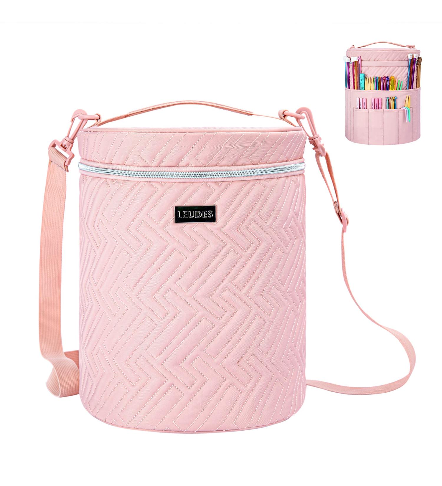 Leudes Crochet Tote - Water Resistant Yarn Storage Organizer - Pink - Buy Online on SooperMarket.com