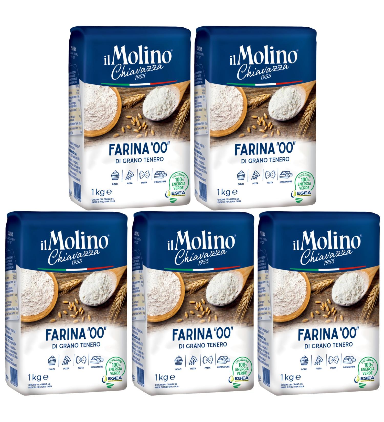 il Molino Chiavazza Type 00 Soft Wheat Flour 1kg - Pack of 5 - Multipurpose Flour | Ideal for Cakes Breads Pizza & Fresh Pasta 1.00 kg (Pack of 5) - Buy Online on SooperMarket.com