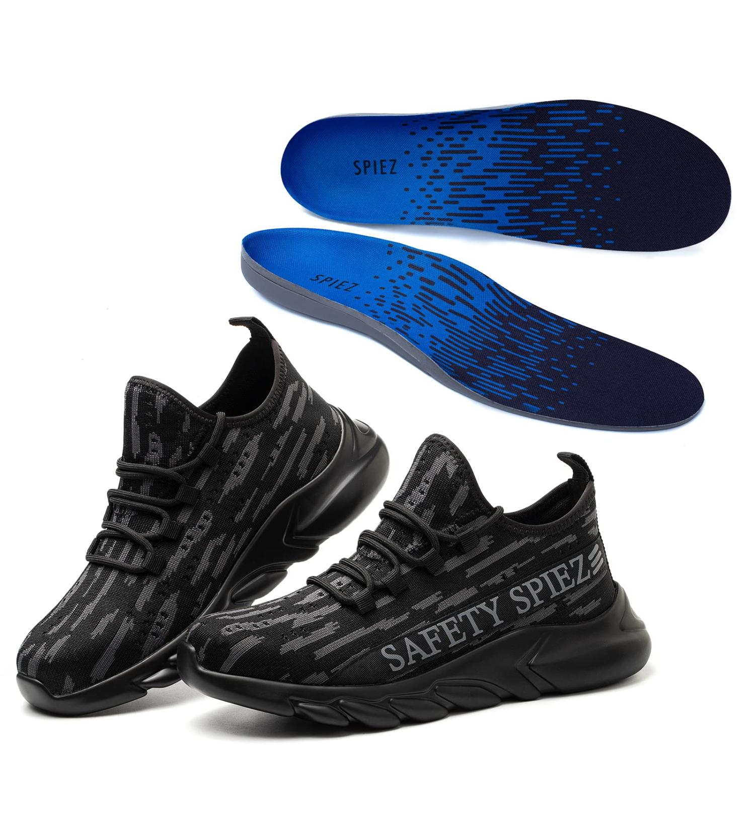 SPIEZ Orthotic Arch Support Insoles & Steel Toe Shoes Bundle for Men - Heavy Duty Inserts for Indestructible Work Sneakers - Buy Online on SooperMarket.com