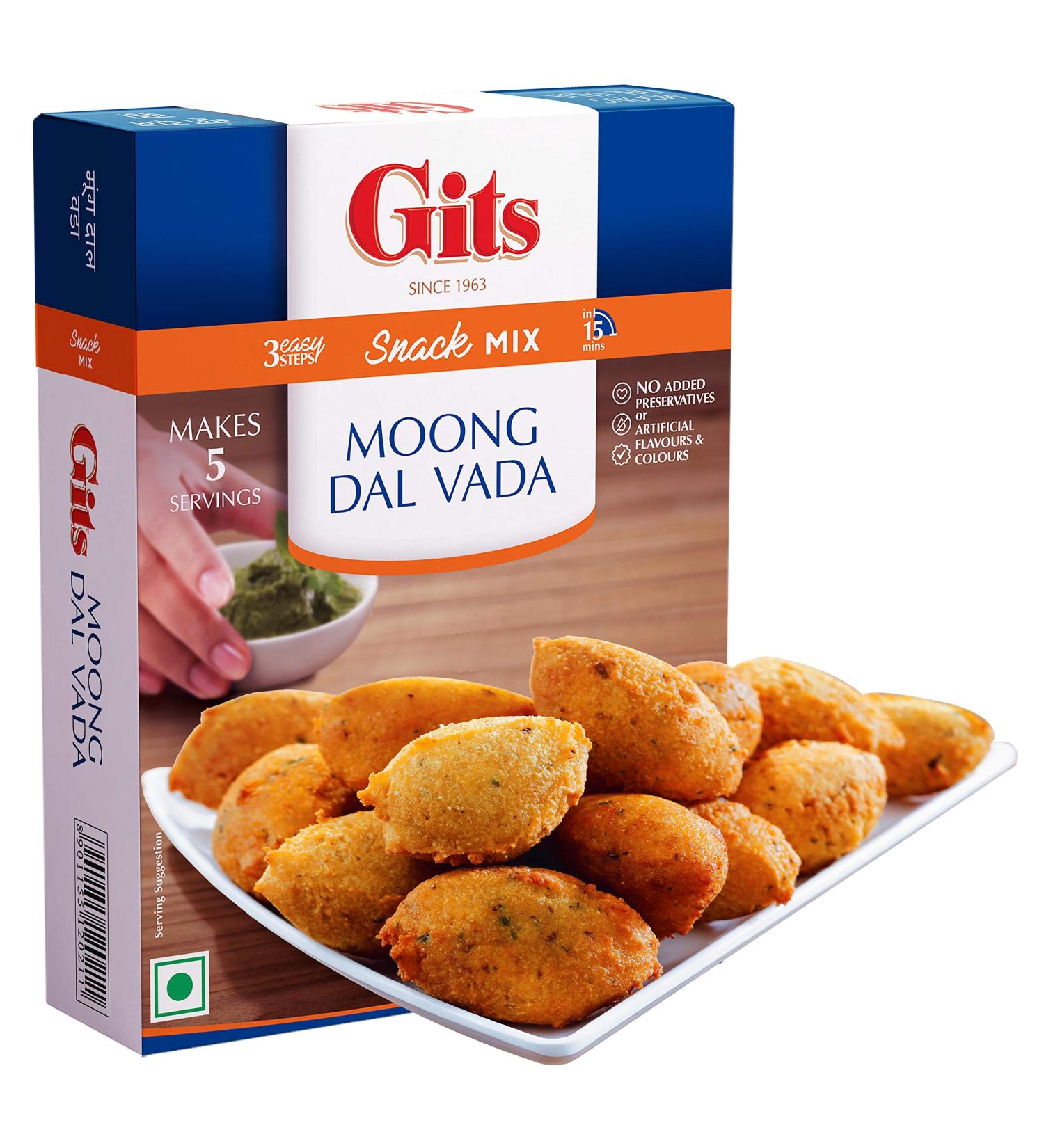 Gits Moong Dal Vada 200gms - Crispy Indian Snack Mix | Buy Online - Buy Online on SooperMarket.com