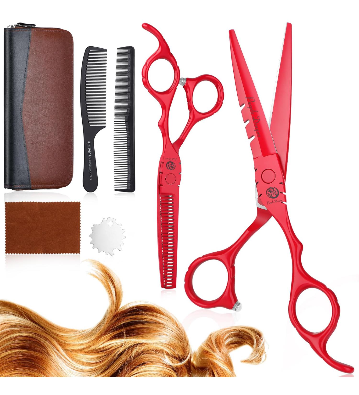 Purple Dragon 5.5 Inch Hairdressing Scissors Set (Red) 5 5" Red - Buy Online on SooperMarket.com