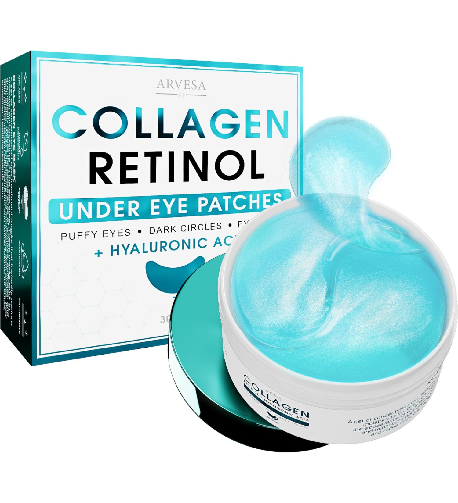 Under Eye Pads with Retinol & Caffeine - Hydrating Gel Masks | All-Natural Formula for Dark Circles & Puffiness - Buy Online on SooperMarket.com