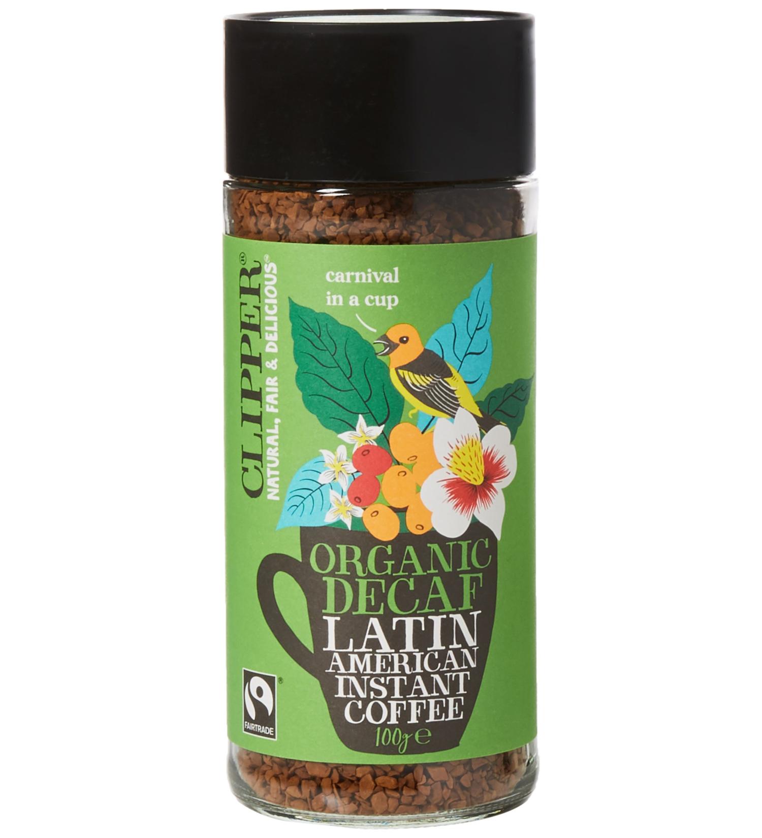 Clipper Latin American Organic Instant Decaf Coffee - 6 x 100g Jars | Bulk Buy Gourmet Decaffeinated Instant Coffee | Fairtrade Arabica by Clipper Teas - Buy Online on SooperMarket.com