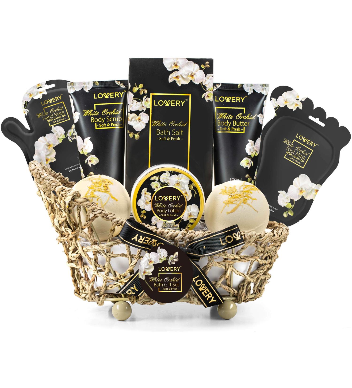 Fathers Day Spa Bath Set - White Orchid Home Spa Kit for Men, Women, Teens - Body Butter, Scrub, Lotion, Bath Bombs, Salts, Hand & Foot Masks - Buy Online on SooperMarket.com