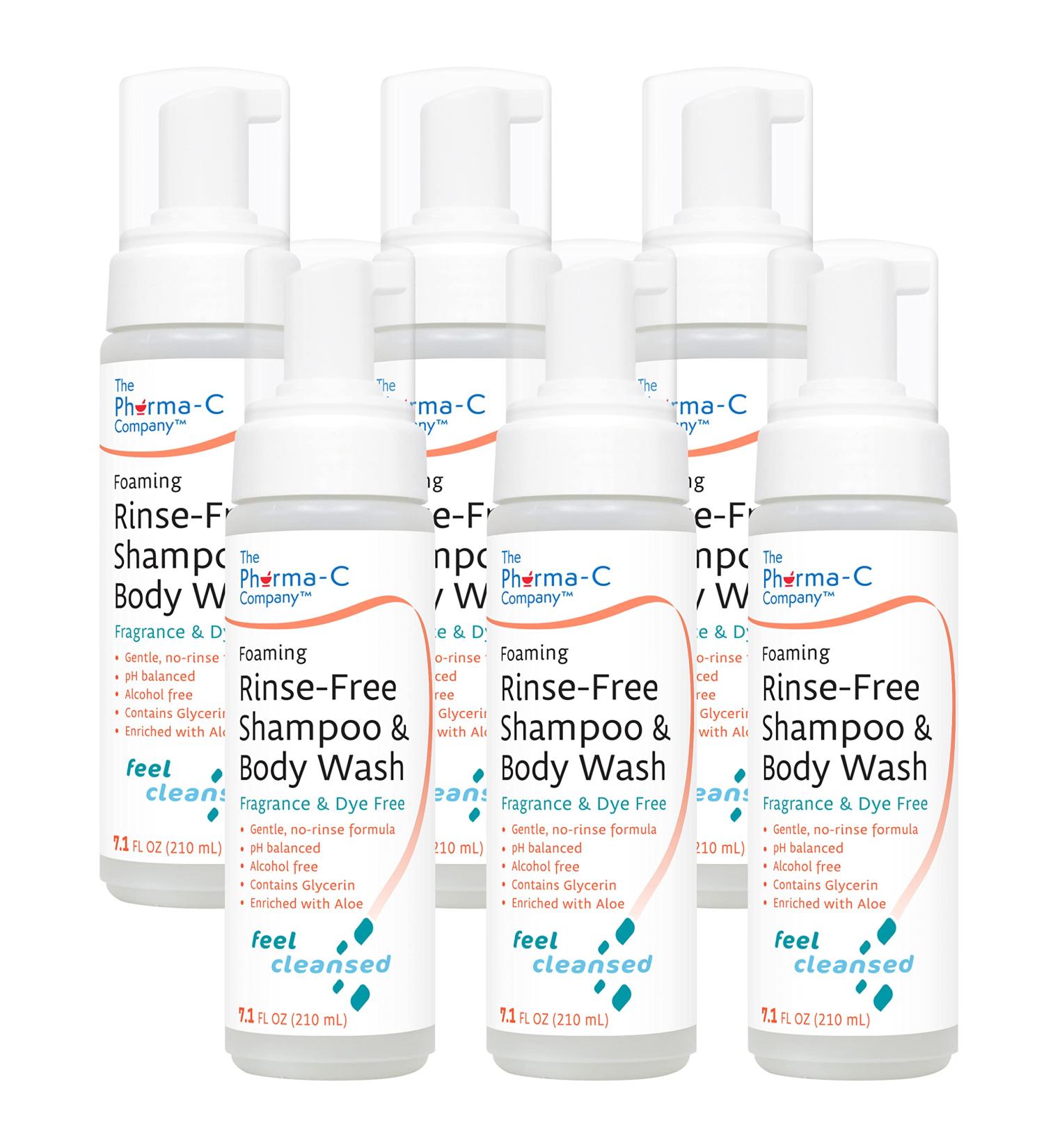 Pharma-C Foaming Rinse Free Shampoo & Body Wash 6 Pack - Waterless Hospital Tested Gentle Formula - Fragrance & Dye Free - Leaves Hair & Body Fresh - Buy Online on SooperMarket.com