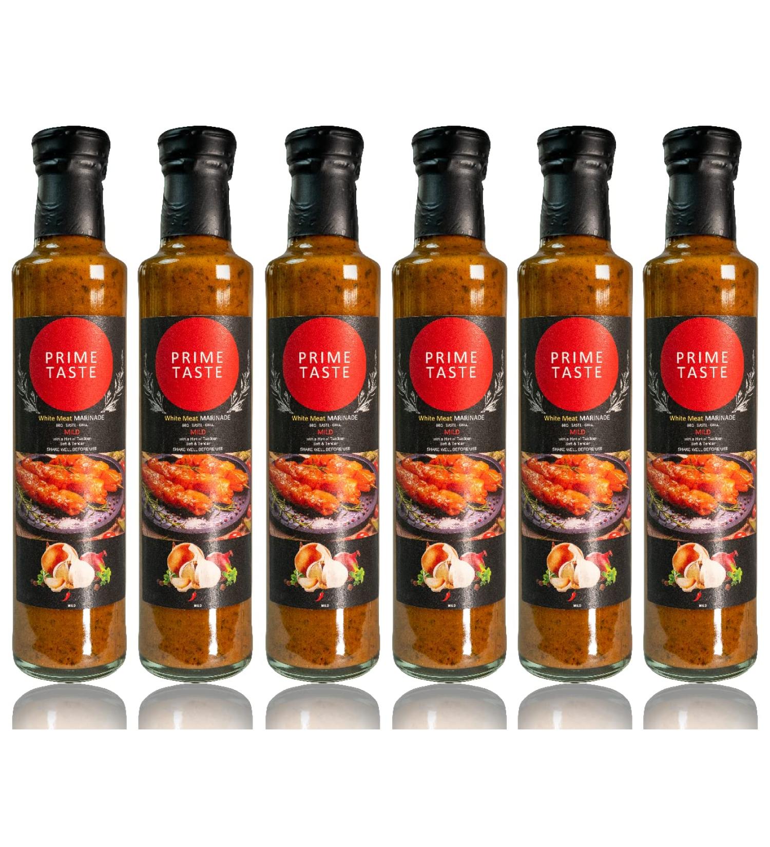 Defence 6 x Prime Taste - Rich BBQ White Meat Marinade Sauce - Chicken Meat or Vegetables - Vegetarian Sauce - Fresh Ingredients - Pack of 6 x 250g - Buy Online on SooperMarket.com