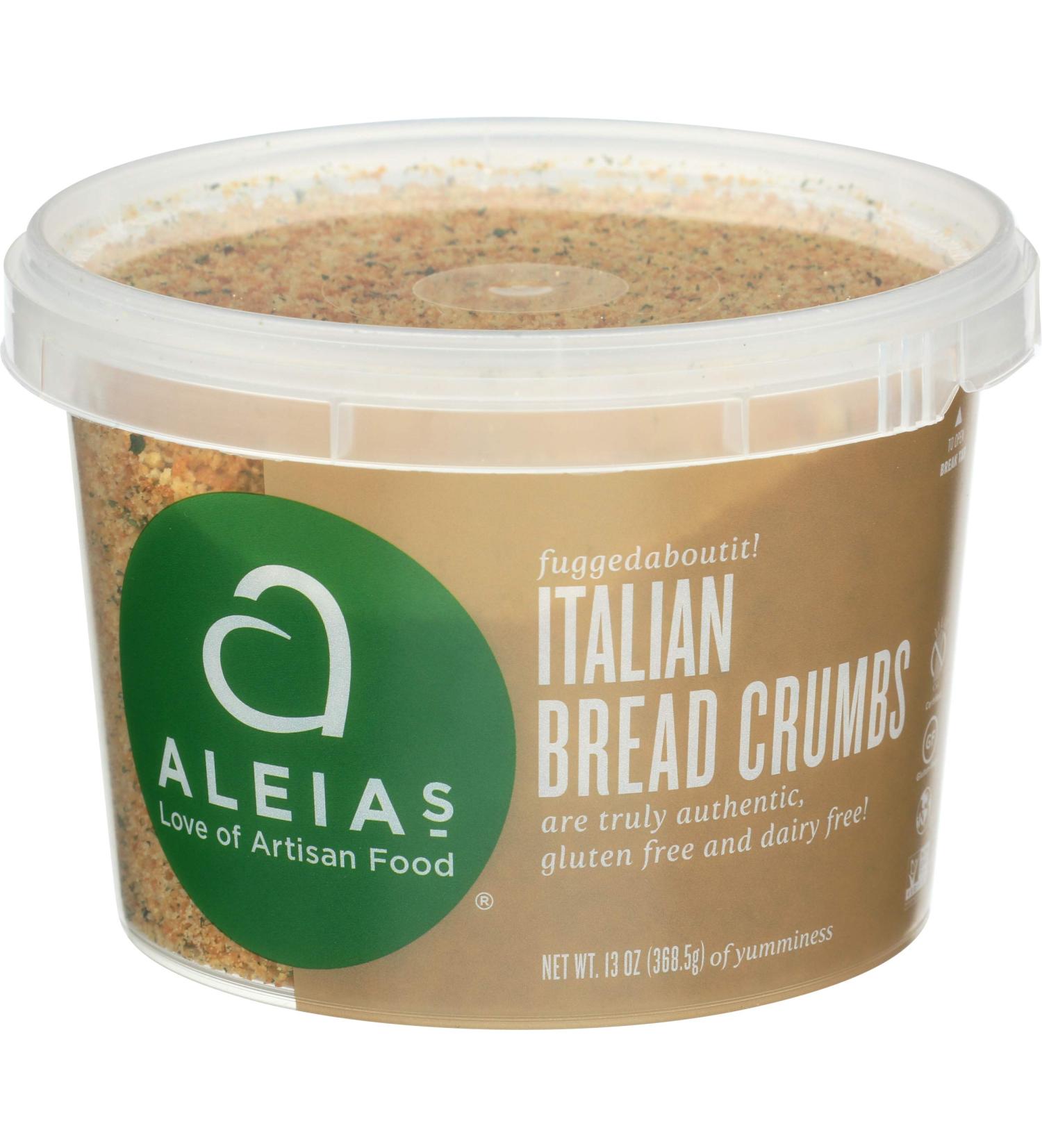 Aleias Gluten Free Bakery Italian Bread Crumbs 13 oz - Premium Gluten-Free Crumbs - Buy Online on SooperMarket.com