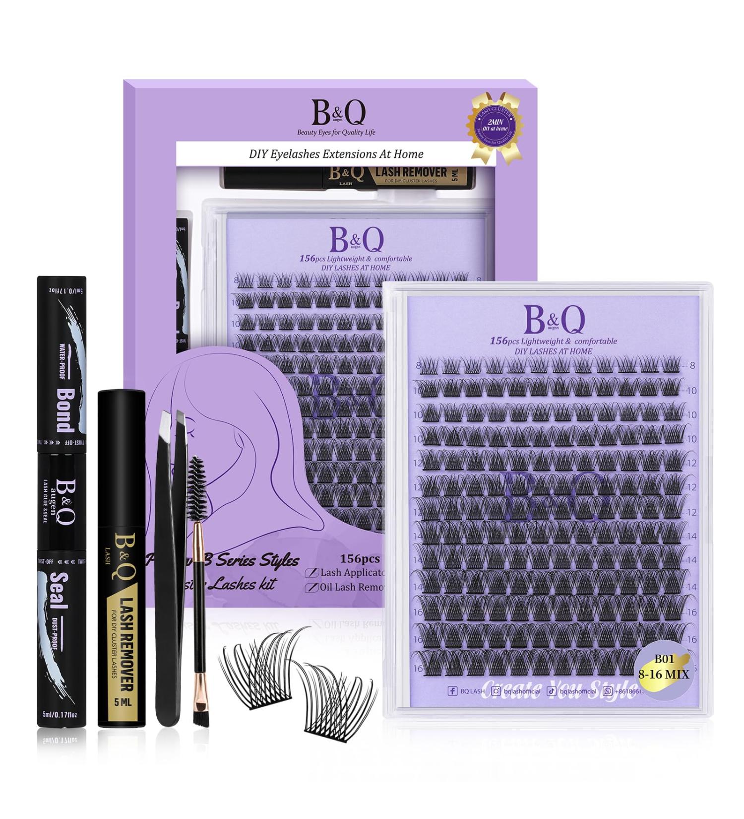 Premium 156 PCS Lash Extension Set - Individual Eyelashes Adhesive Mascara Brush & Applicators for DIY Extensions (B01 Kit) - Buy Online on SooperMarket.com