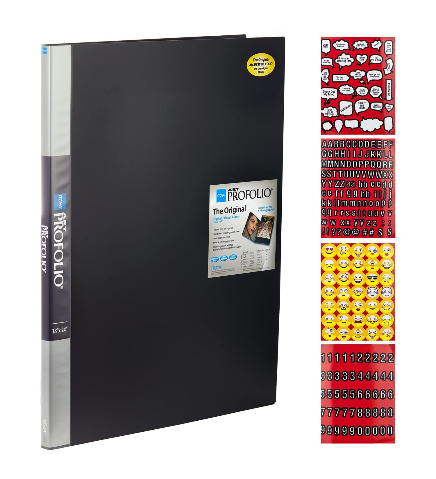 Itoya Polyproplene Art Storage/Display Book 18x24 | 24 Pages | 48 Views | Scrapbooking Stickers with Emojis, Quotes, Letters, Numbers - Buy Online on SooperMarket.com