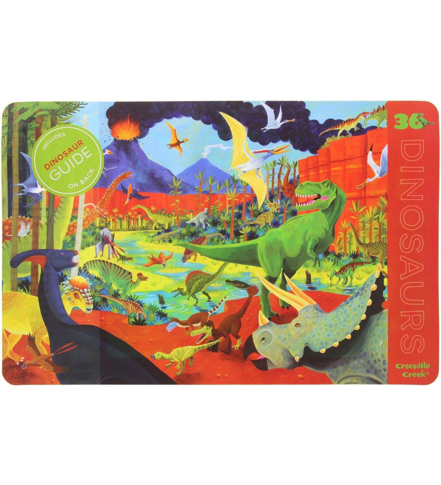 Crocodile Creek 36 Animals/Dinosaurs 2-Sided Placemat Green