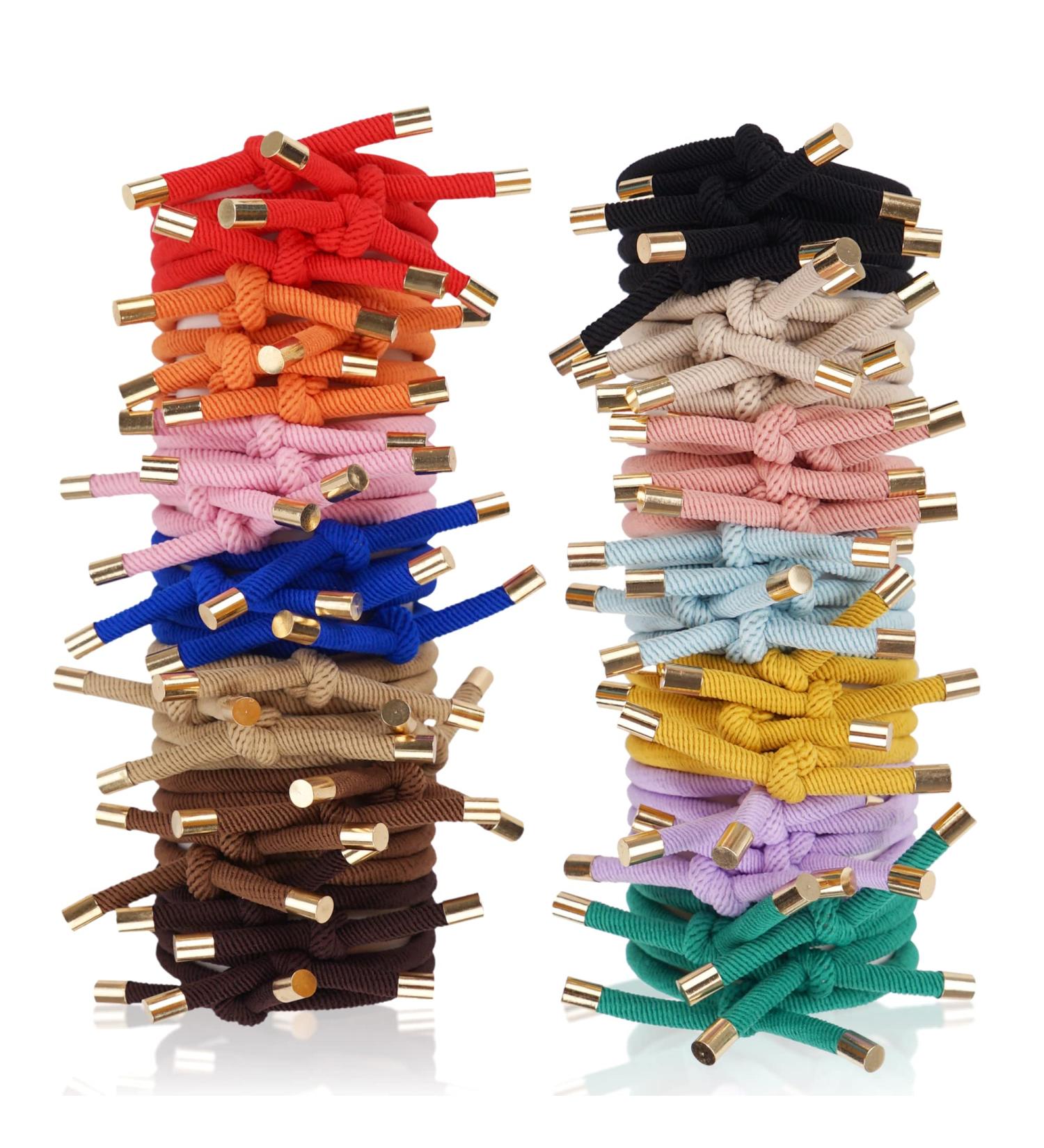 56-Piece Knotted Hair Ties - Ponytail Holders for Women & Girls in 14 Colors - Buy Online on SooperMarket.com