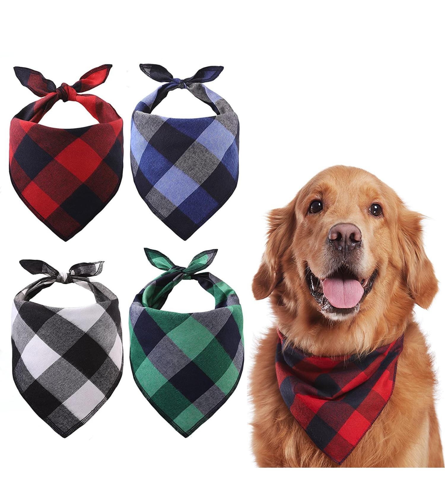 4 Pack Dog Bandanas Dog Bandanas for Large Dogs Adjustable Classic Checkered Bandana for Dogs Stylish Reversible Triangle Dog Bandana for Small Medium Large Dogs Cat Pets - Buy Online on SooperMarket.com